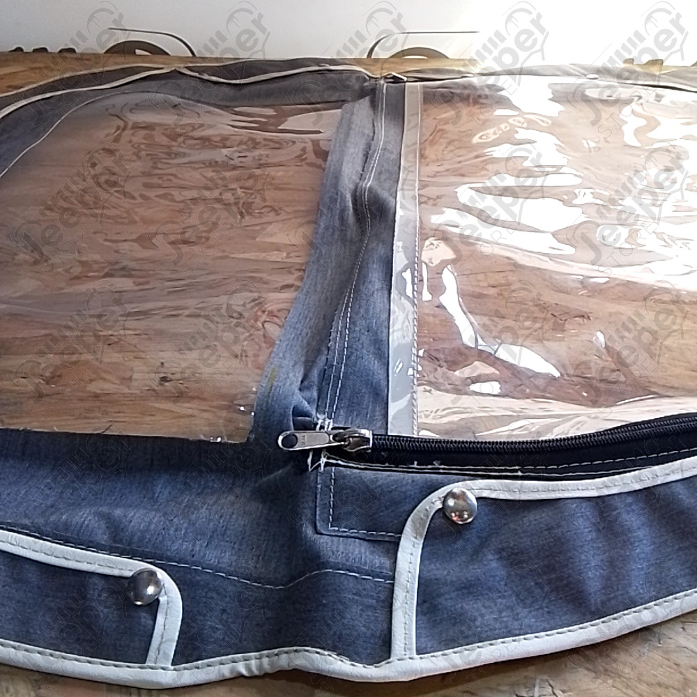 Occasion : Toile pour porte en toile gauche simili cuir blanc pour Jeep CJ5, CJ6