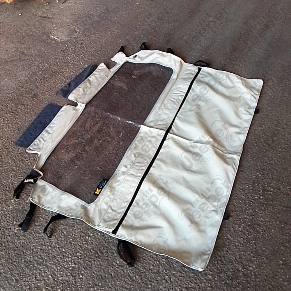 Occasion : Windjammer rideau arrière simili cuir blanc pour Jeep CJ5