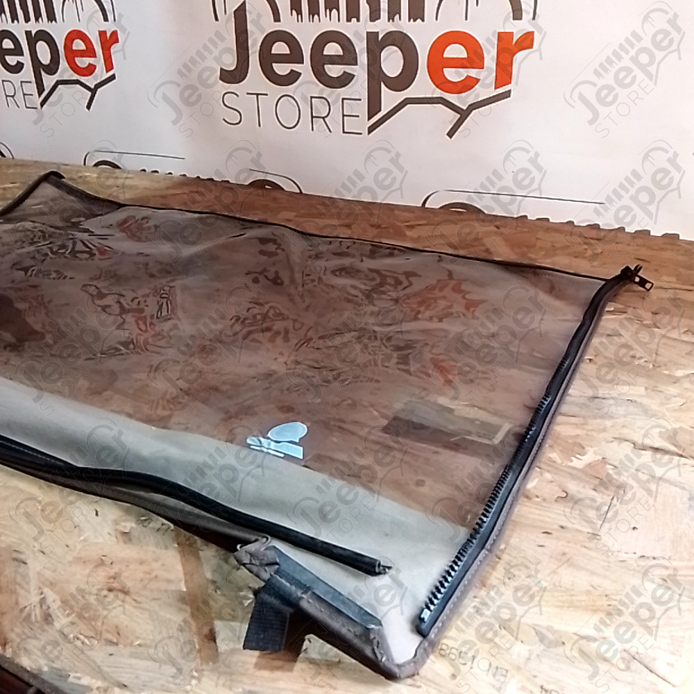 Occasion : Lunette arrière plastique pour bâche Bestop marron pour Jeep CJ7, YJ, TJ