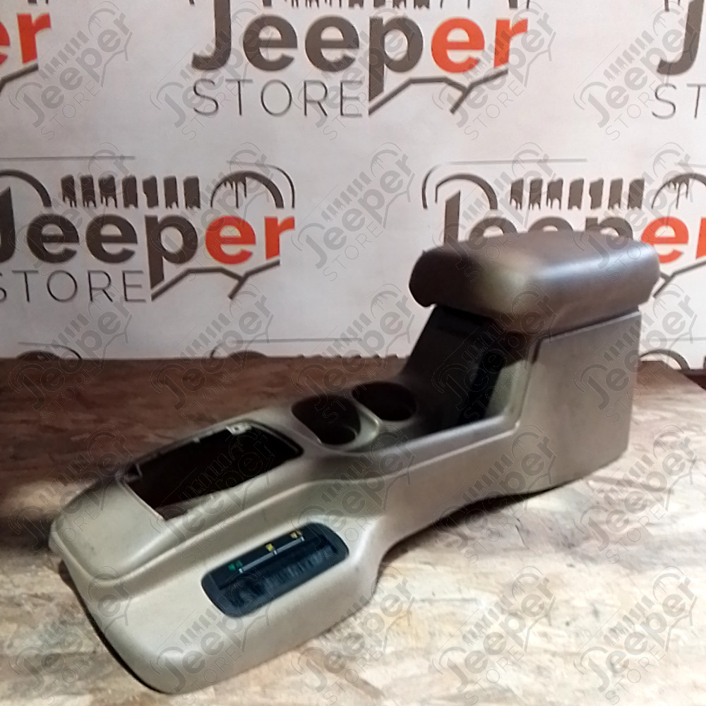 Occasion : Console centrale beige avec accoudoir en cuir marron pour Jeep Grand Cherokee ZJ, ZG