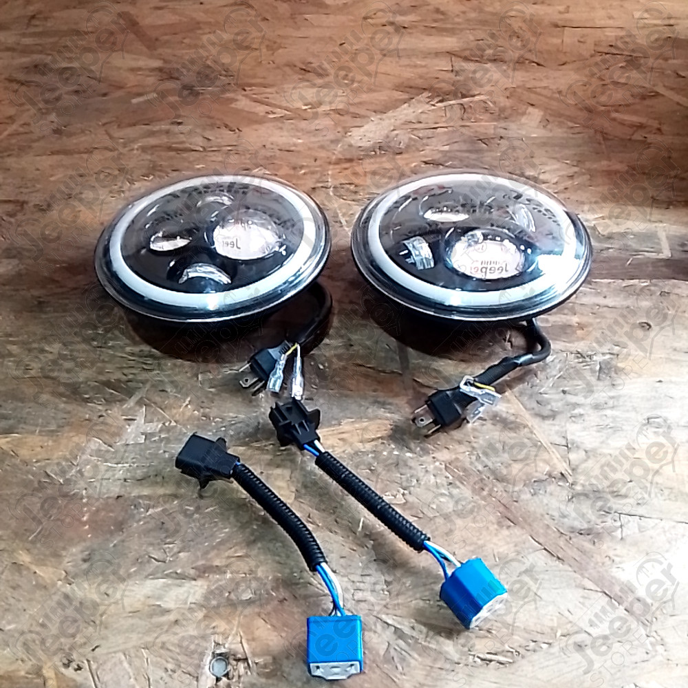 Occasion : Lot de 2 phares LED de 7" ronds pour Jeep CJ5, CJ6, CJ7, CJ8, TJ, JK