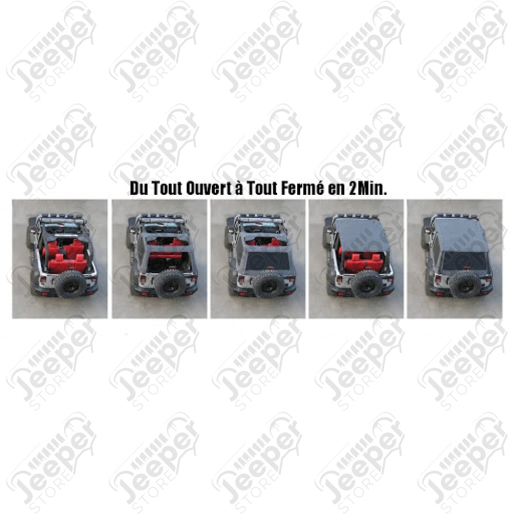 Bâche complète Suntop Fastback Top U4, couleur: noir (Black Diamond) pour Jeep Wrangler JK Unlimited (4 portes)