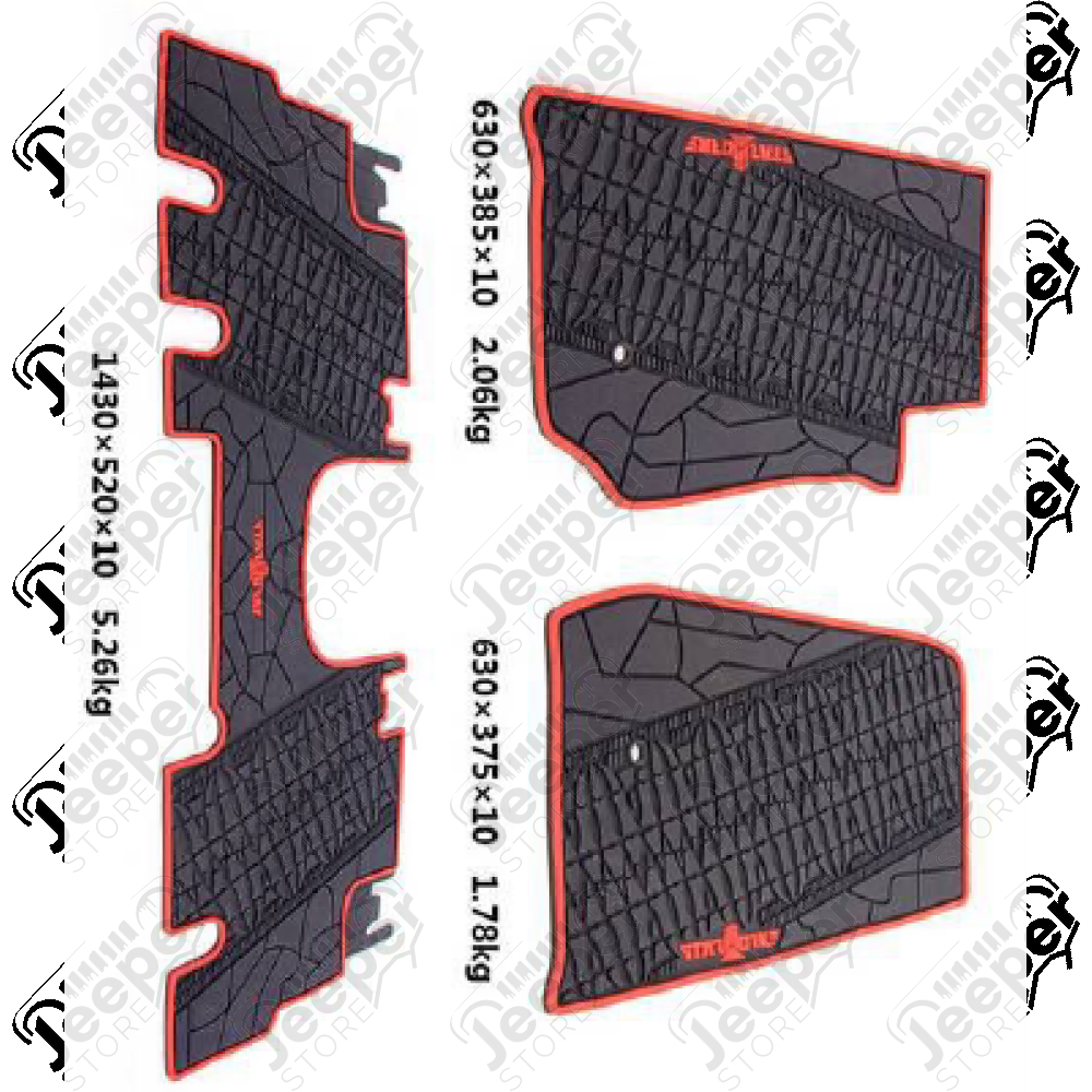 Kit tapis caoutchouc avant et arrière pour Jeep Wrangler JK (2 portes)