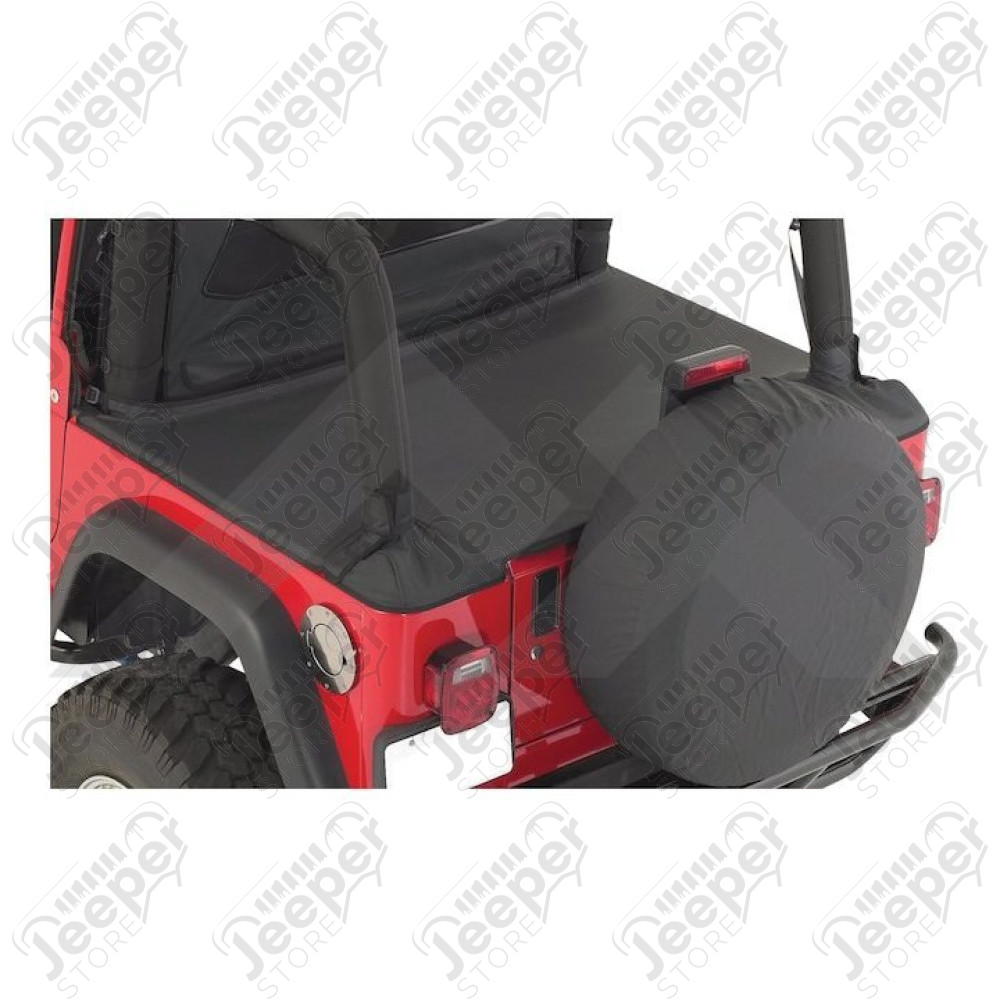 Couverture de plateau de chargement "Duster" (vendu sans armature) Couleur: Black Denim, Jeep Wrangler YJ (sans pouvoir garder l'armature de la bâche dessous)