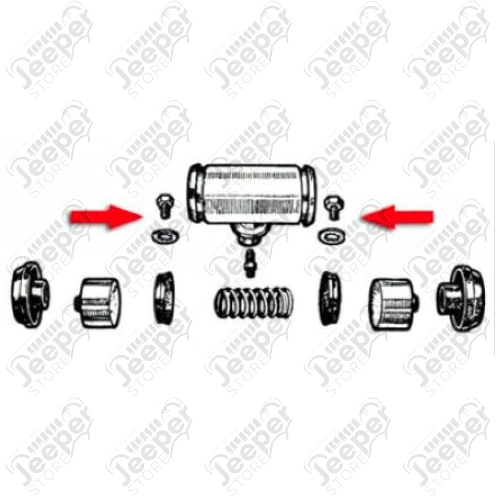 Kit de 2 vis de maintien du cylindre de roue avant OU arrière - Jeep MB, M38, CJ2A, CJ3A - WO51738X2