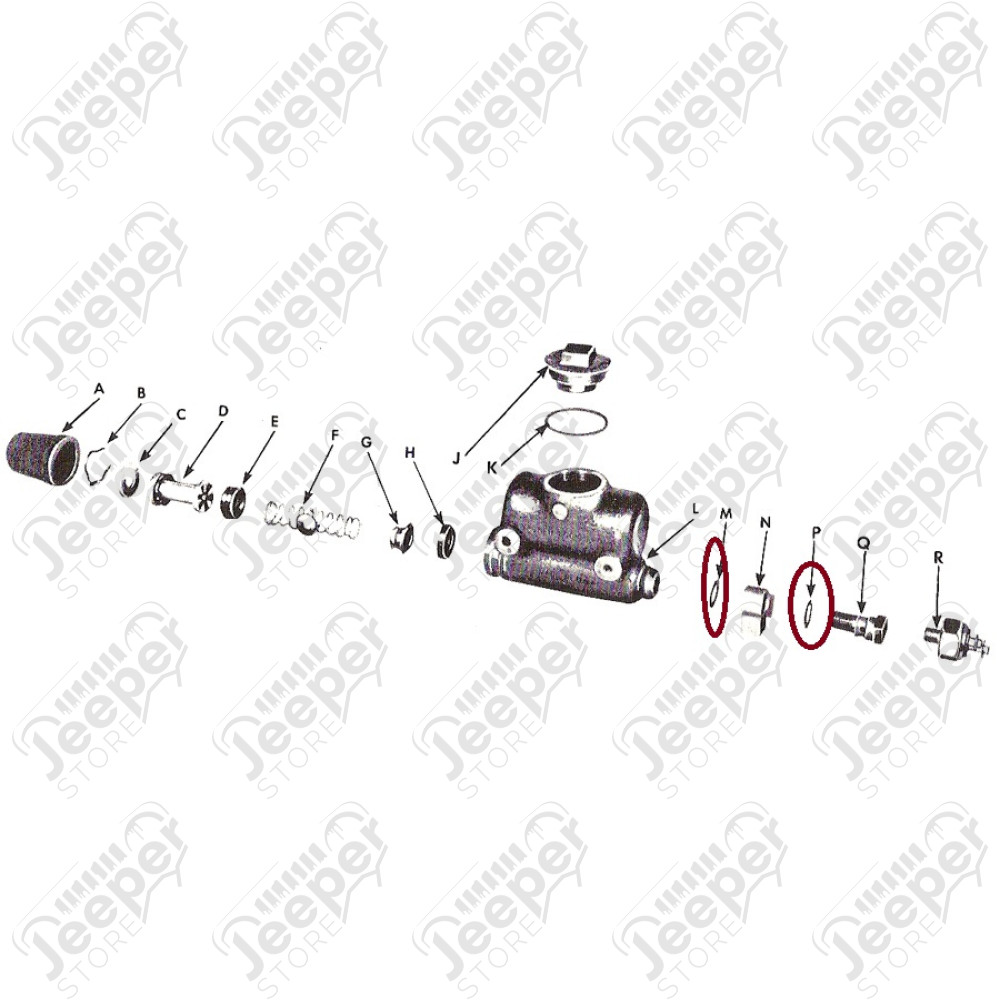 WO637606/4 Kit de 2 joints cuivre sortie de maître cylindre de frein (grand entre maître cylindre et raccord en T et petit entre raccord en T et vis creuse) Jeep Willys MB, GPW, M38, M38-A1, M201, CJ2A, CJ3B