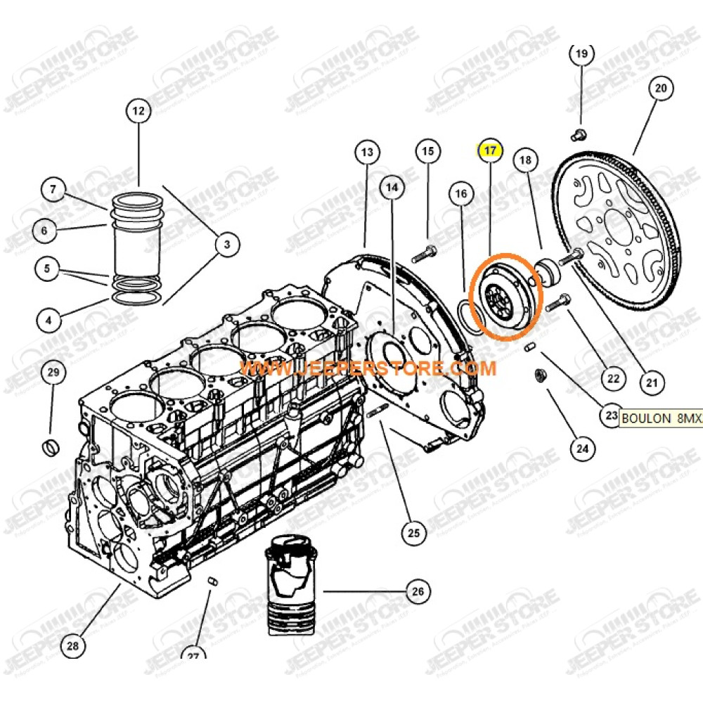 Moyeu pour convertisseur de couple 3.1L TD (moteur VM) Jeep Grand Cherokee WJ, WG