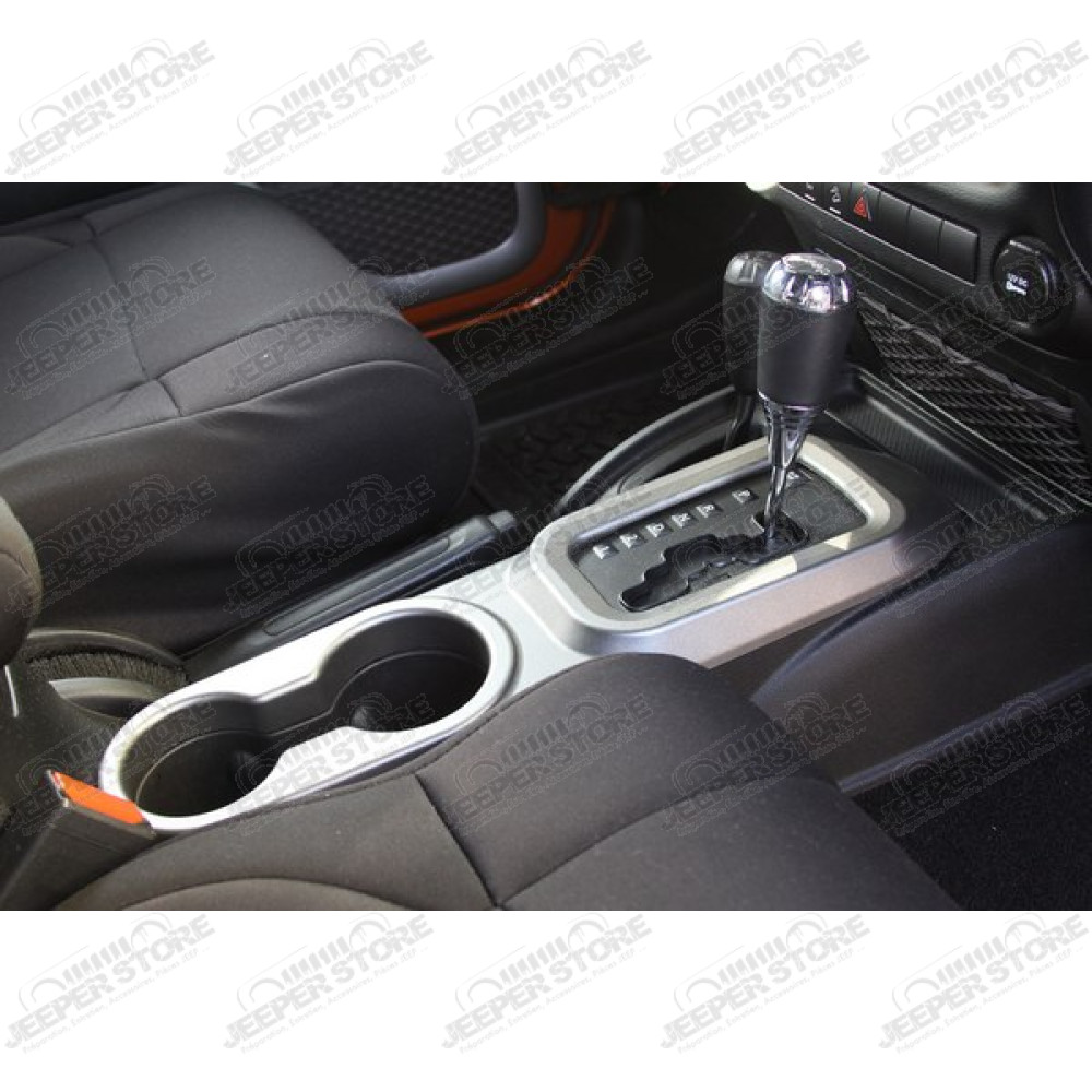 Enjoliveur de levier de vitesses automatique et porte gobelets, (en plastique gris anthracite) , Jeep Wrangler JK 