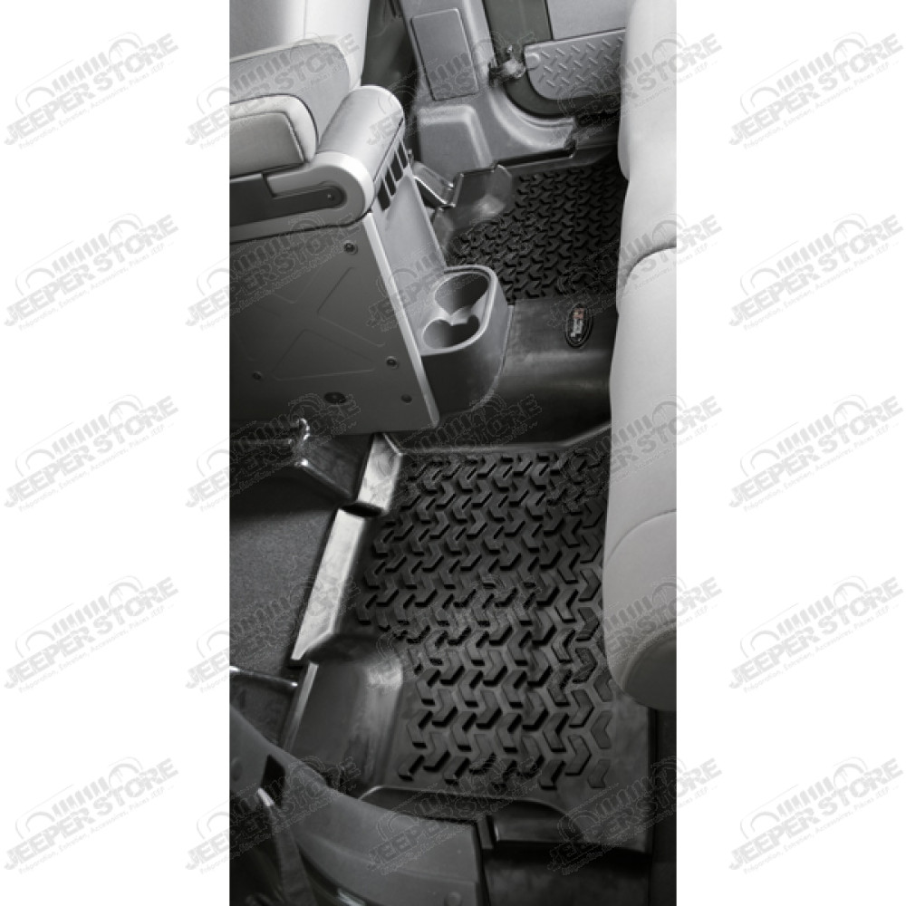 Kit de tapis de sol arrière en caoutchouc noir - Jeep Wrangler JK Unlimited (4 portes) - 1566.27 / 60531 / 12950.02 / 1295002 / 12950-02
