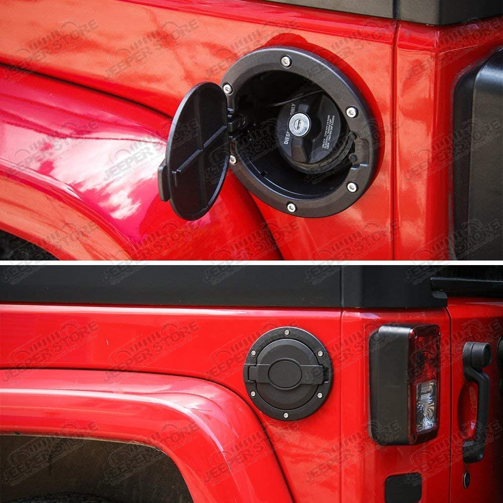 Trappe à essence en aluminium (noir) marque Fuel pour Jeep Wrangler JK