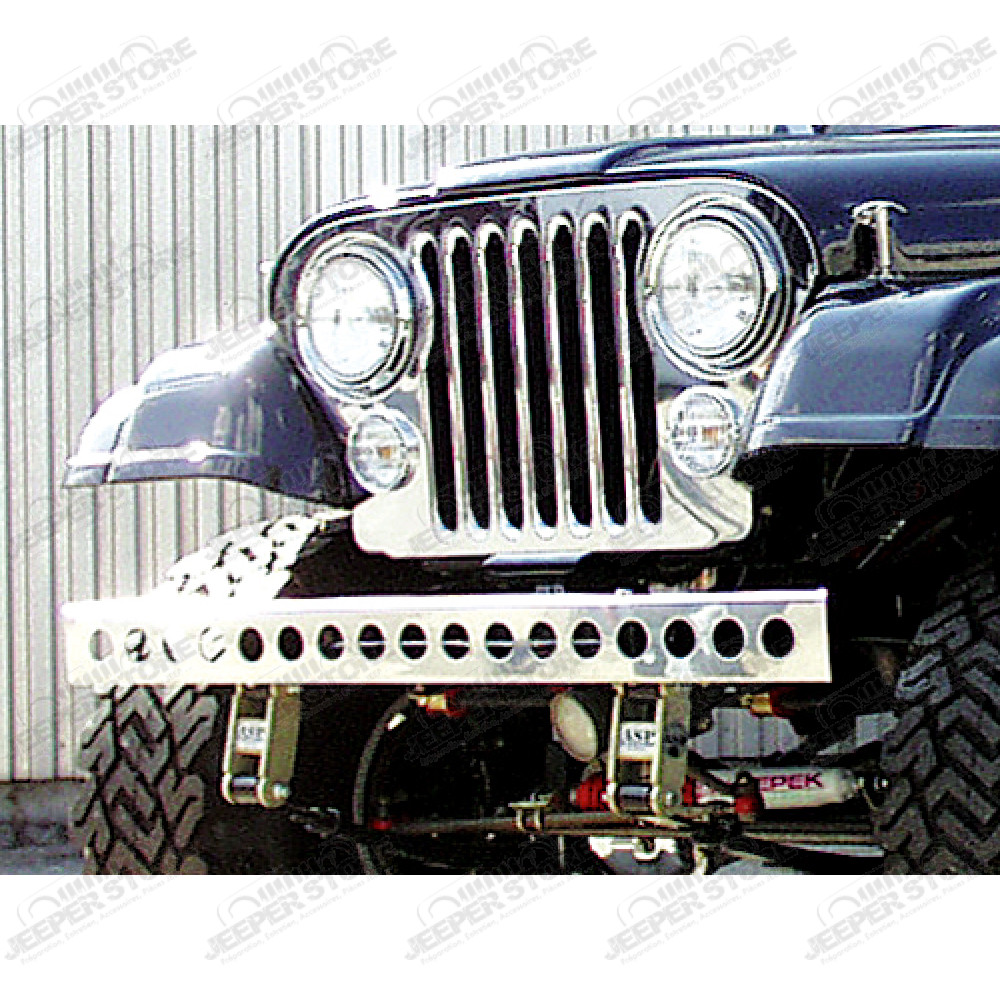 Pare chocs avant en acier / inox avec perforations - Jeep CJ, Wrangler YJ - RT34037