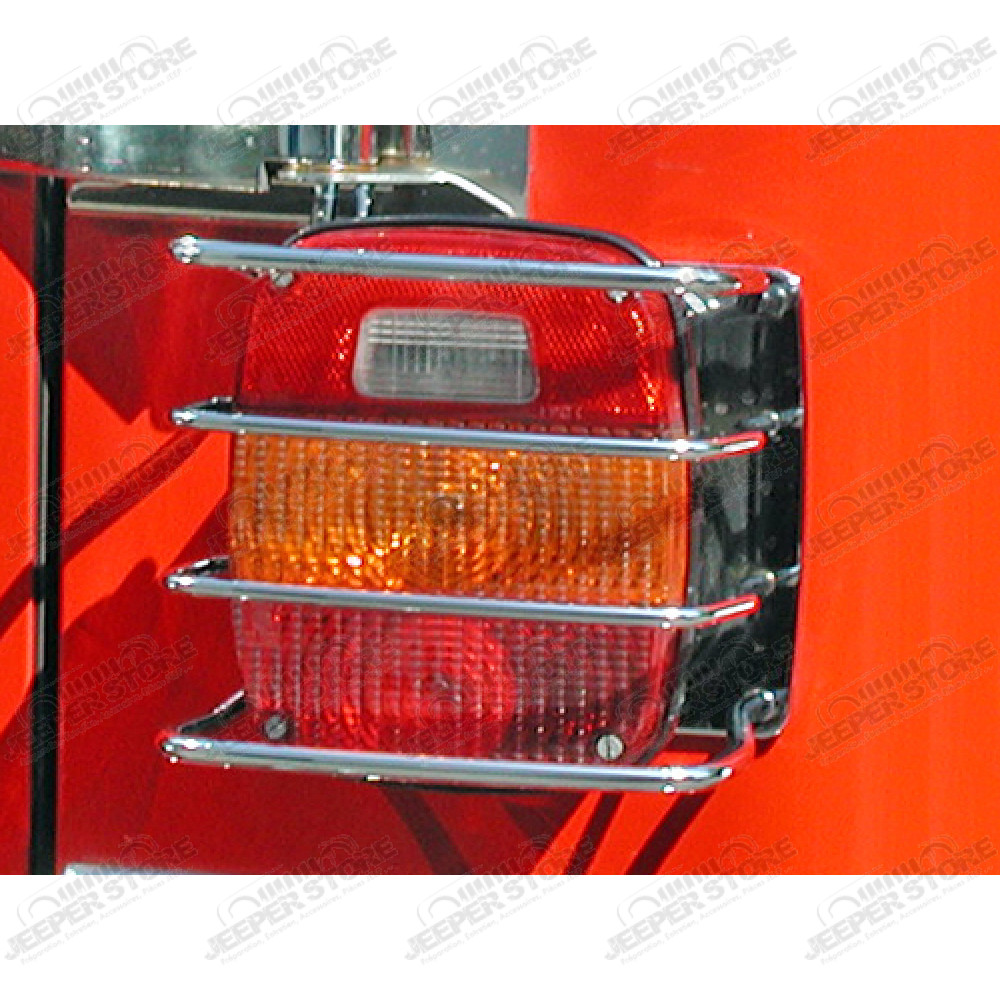 Kit protections de feux arrière acier inox Jeep CJ, Wrangler YJ, TJ - Kit protections de feux arrière acier chrome pour Jeep CJ, Wrangler YJ, TJ