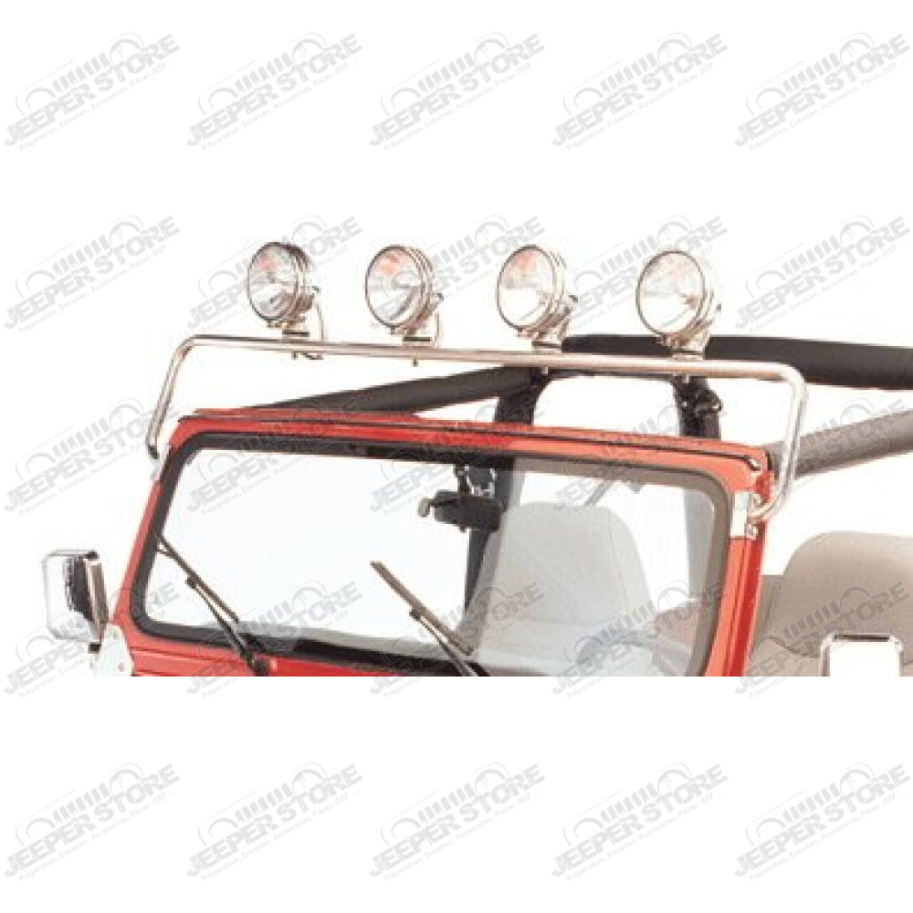 Rampe de lampes portées acier inox pour Jeep CJ ou Wrangler YJ