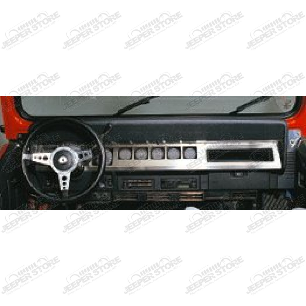 Revêtement de planche de bord (enjoliveur tableau de bord) acier inox - Jeep Wrangler YJ - SH7413