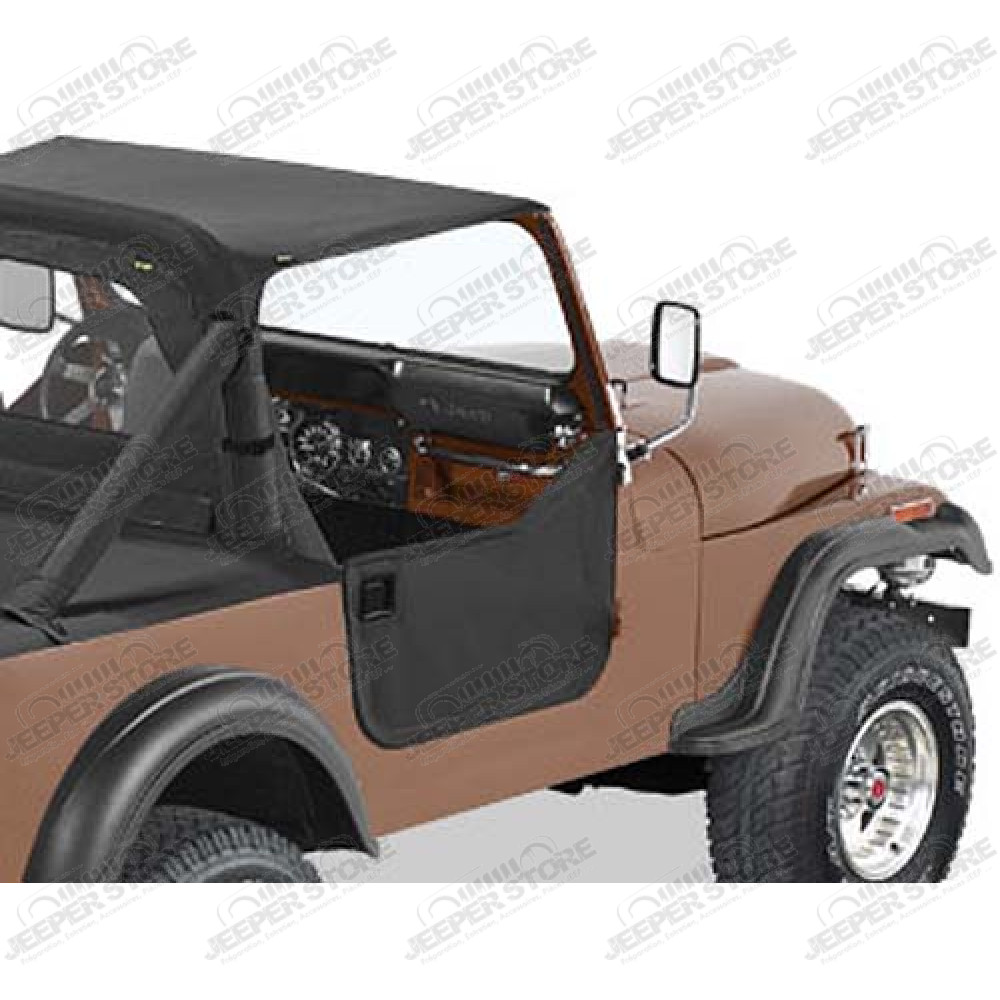 Kit de 2 demi portes en toile en deux parties séparables, Couleur: Black Denim pour Jeep CJ7 et Wrangler YJ