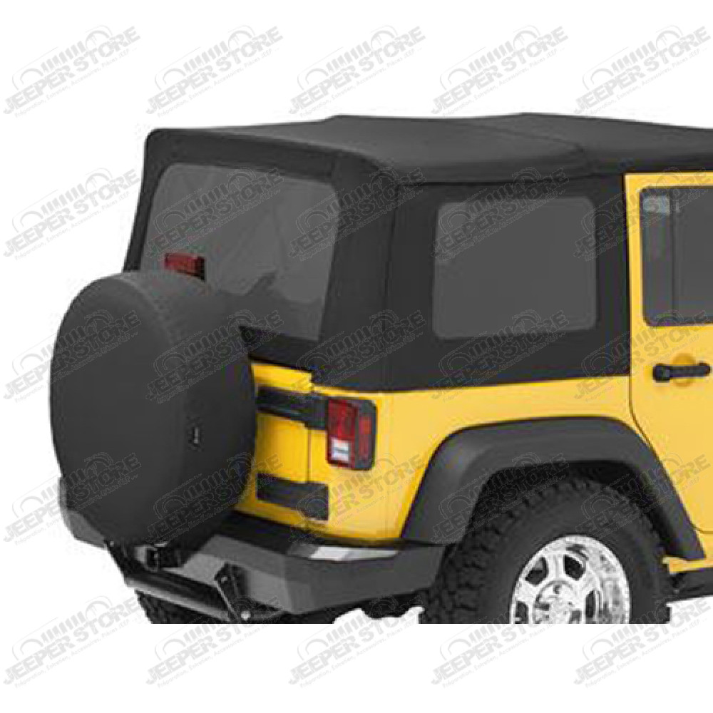 Kit 3 fenêtres teintées pour soft top origine ou bâche Supertop de chez Bestop couleur Black Diamond - Jeep Wrangler JK Unlimited 4 portes