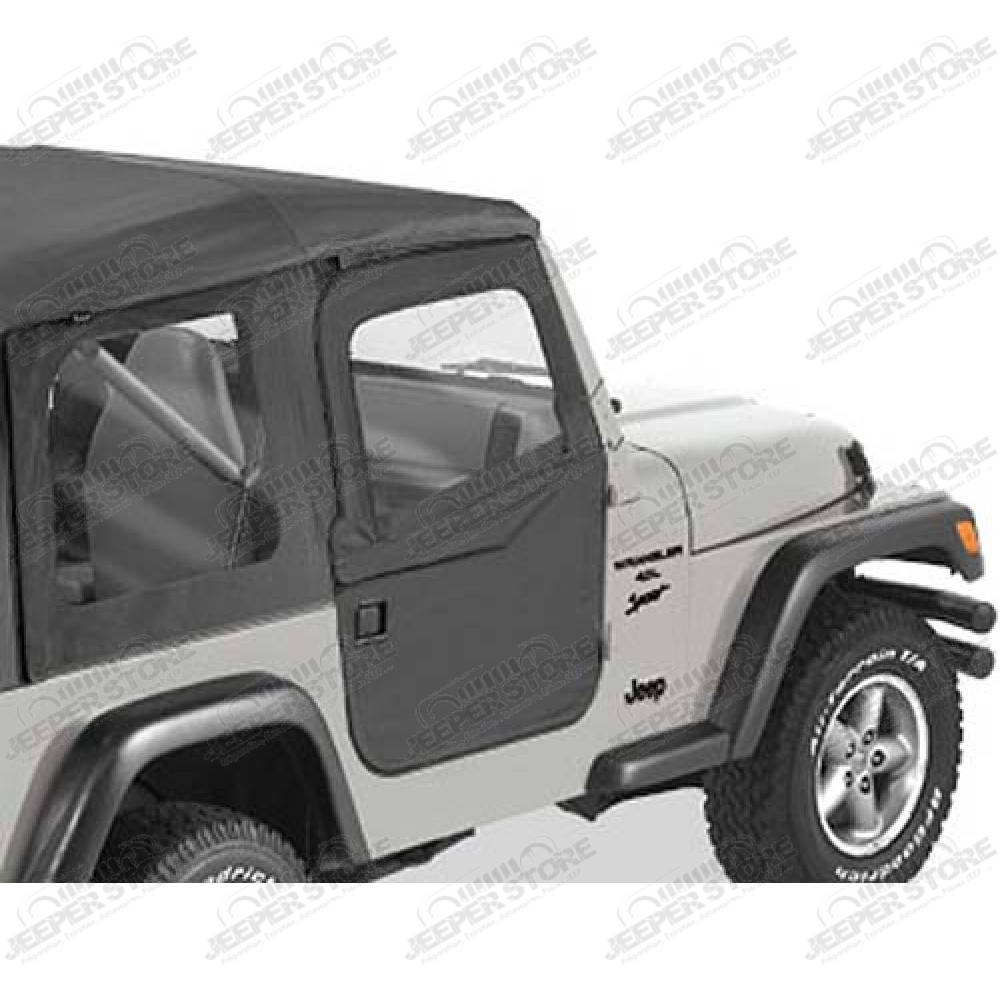 Kit demi portes en toile en deux parties séprable, couleur: black denim, Jeep Wrangler TJ