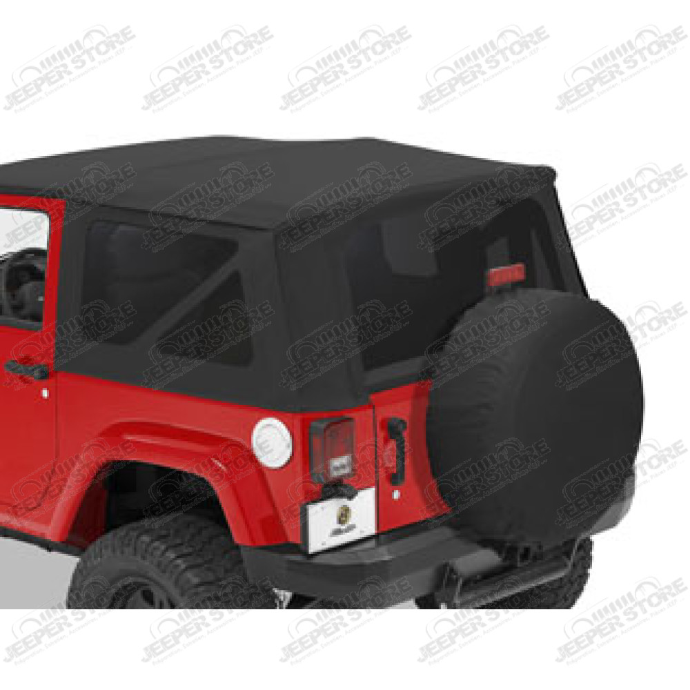 Kit 3 fenêtres teintées pour soft top origine ou bâche Supertop de chez Bestop couleur Black Diamond - Jeep Wrangler JK 2 portes