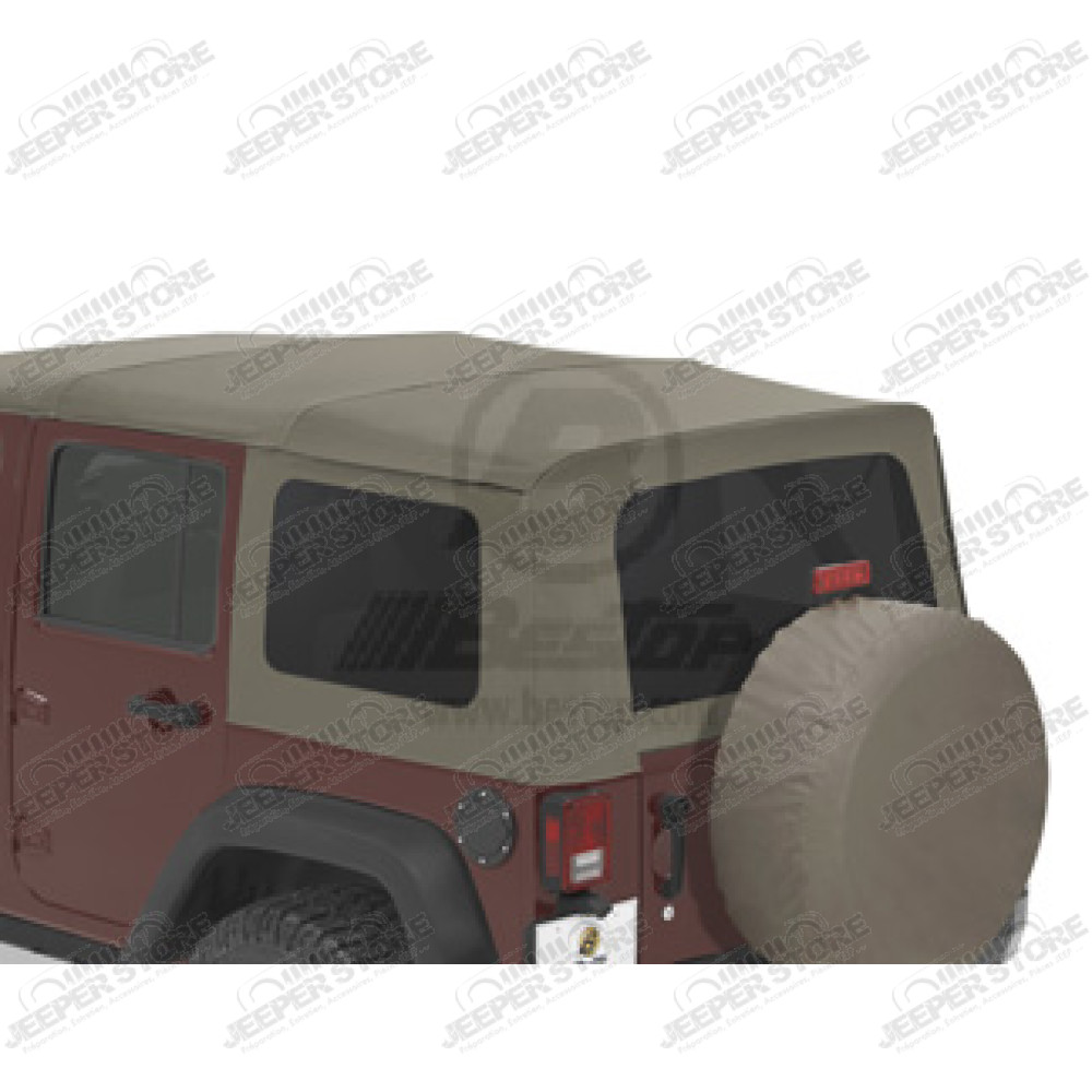 Kit 3 fenêtres teintées pour soft top origine ou bâche Supertop de chez Bestop couleur Khaki Diamond - Jeep Wrangler JK Unlimited 4 portes