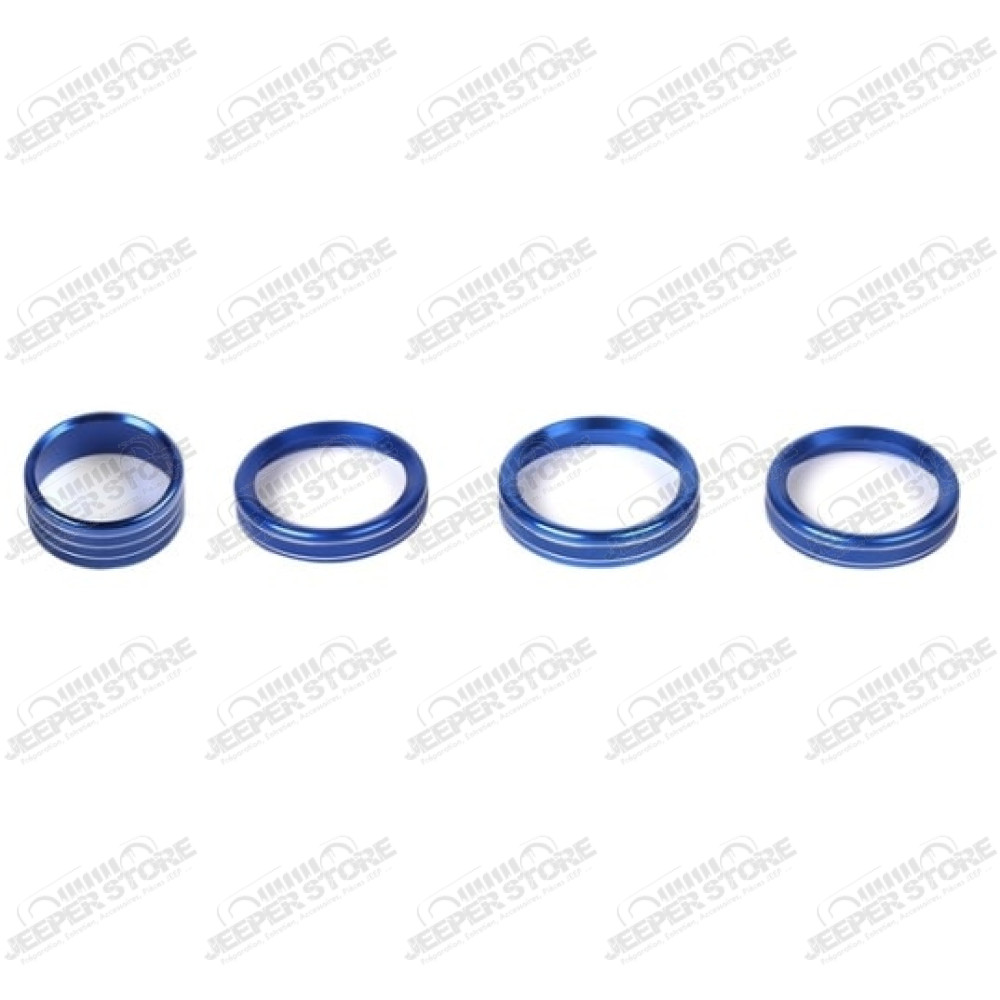 Kit 4 enjoliveurs boutons tableau de bord (couleur : bleu) - Jeep Wrangler JL - POA3968061 / A68861-13956670