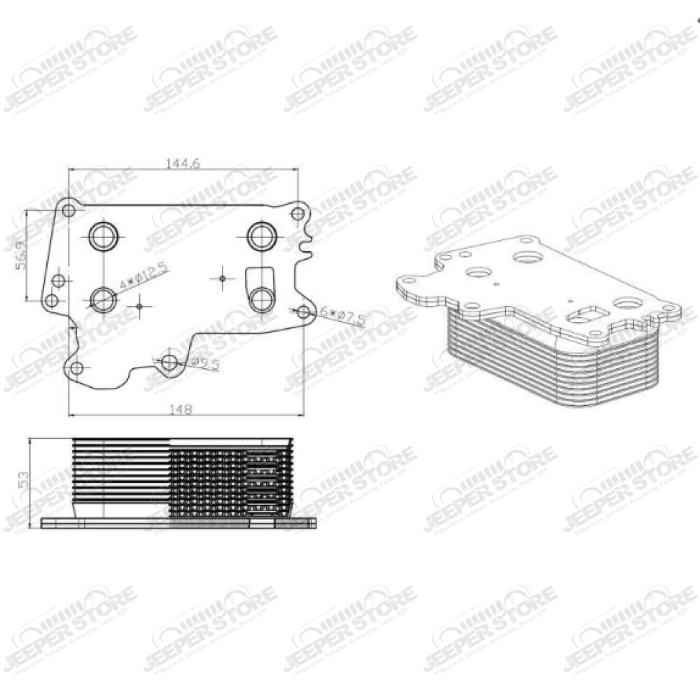 Refroidisseur d'huile 2.8L CRD pour Jeep Wrangler JK - 68032203AA