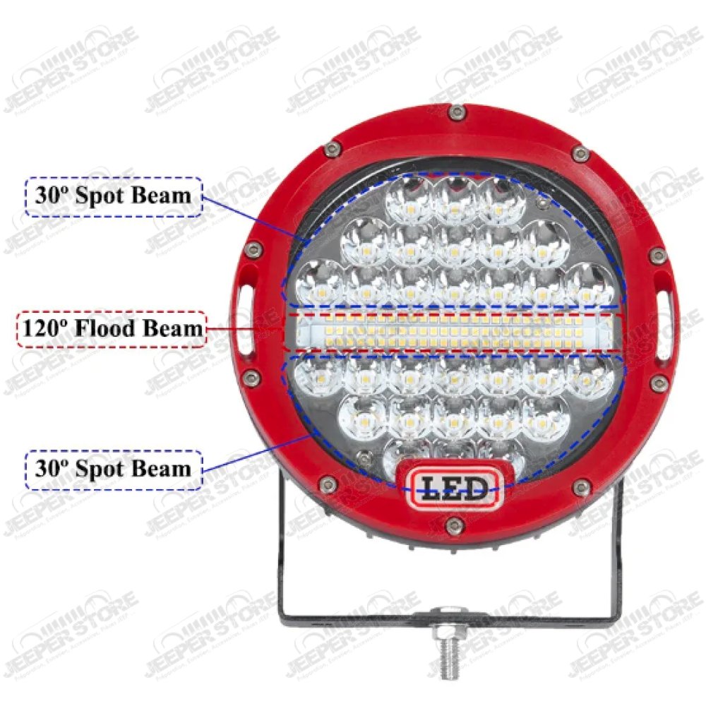 Kit 2 phares LED (diamètre : 7") couleur cadre rouge