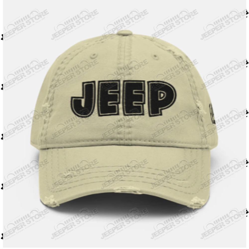 Casquette Jeep, couleur beige écrit Jeep en noir