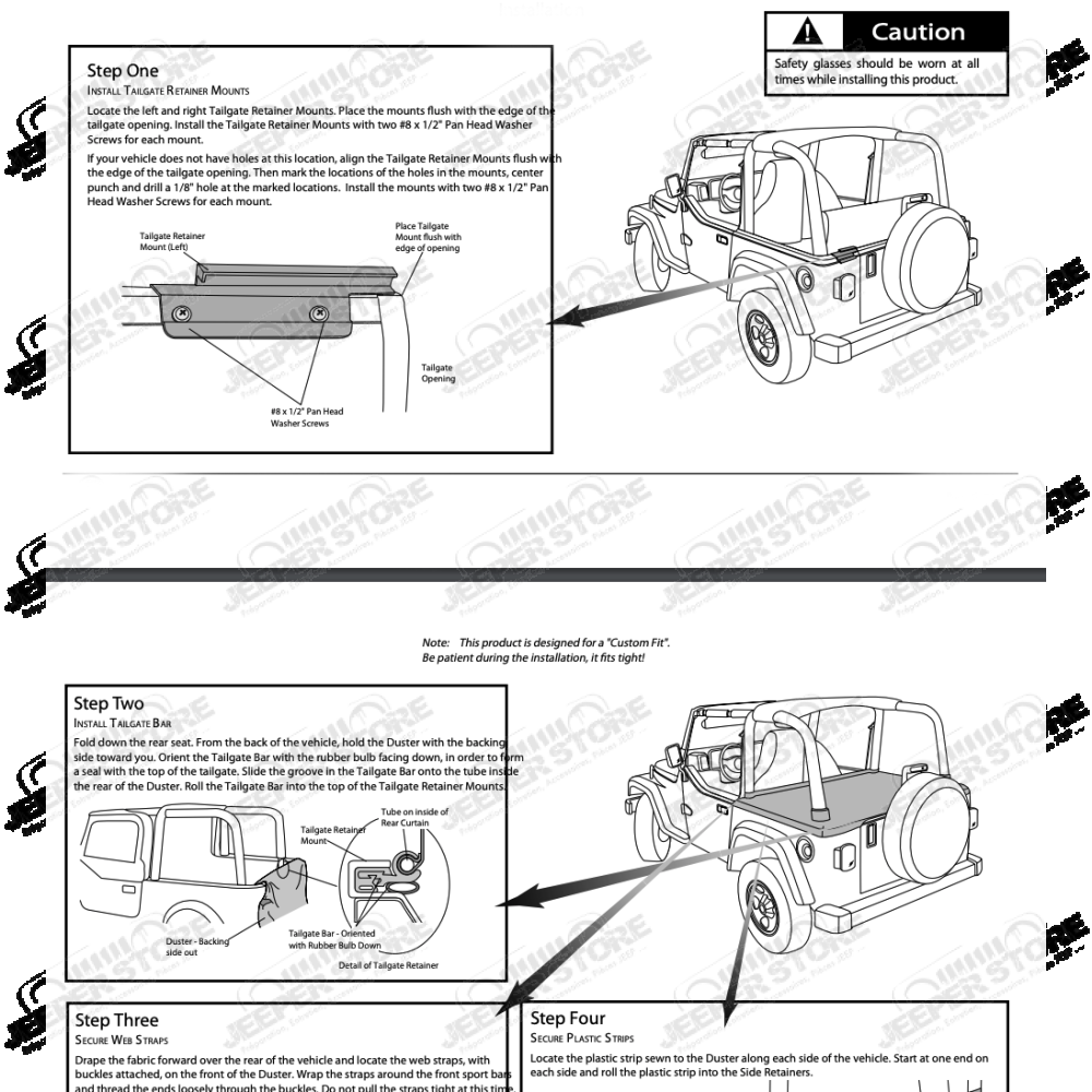 Couverture de plateau de chargement "Duster" sans support, Couleur : Black Denim pour Jeep Wrangler TJ