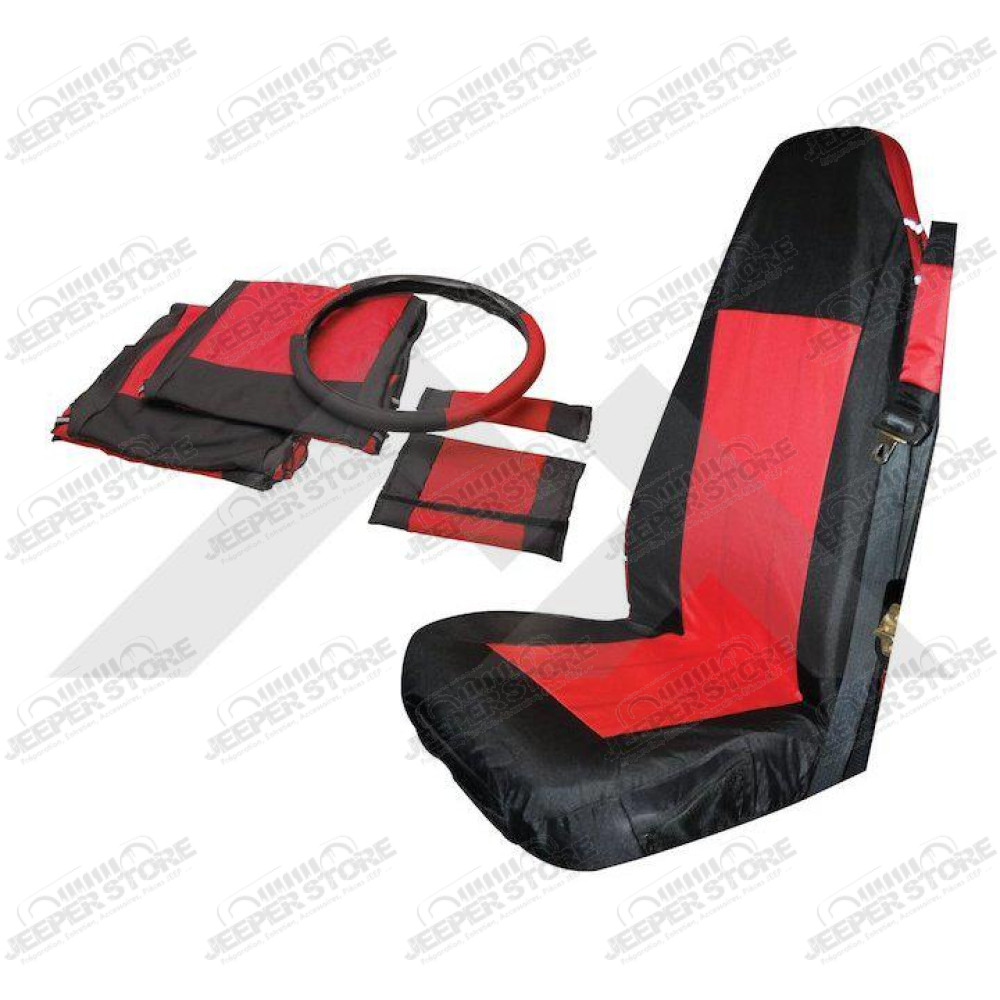 Front Seat Cover Set (Black/Red)
