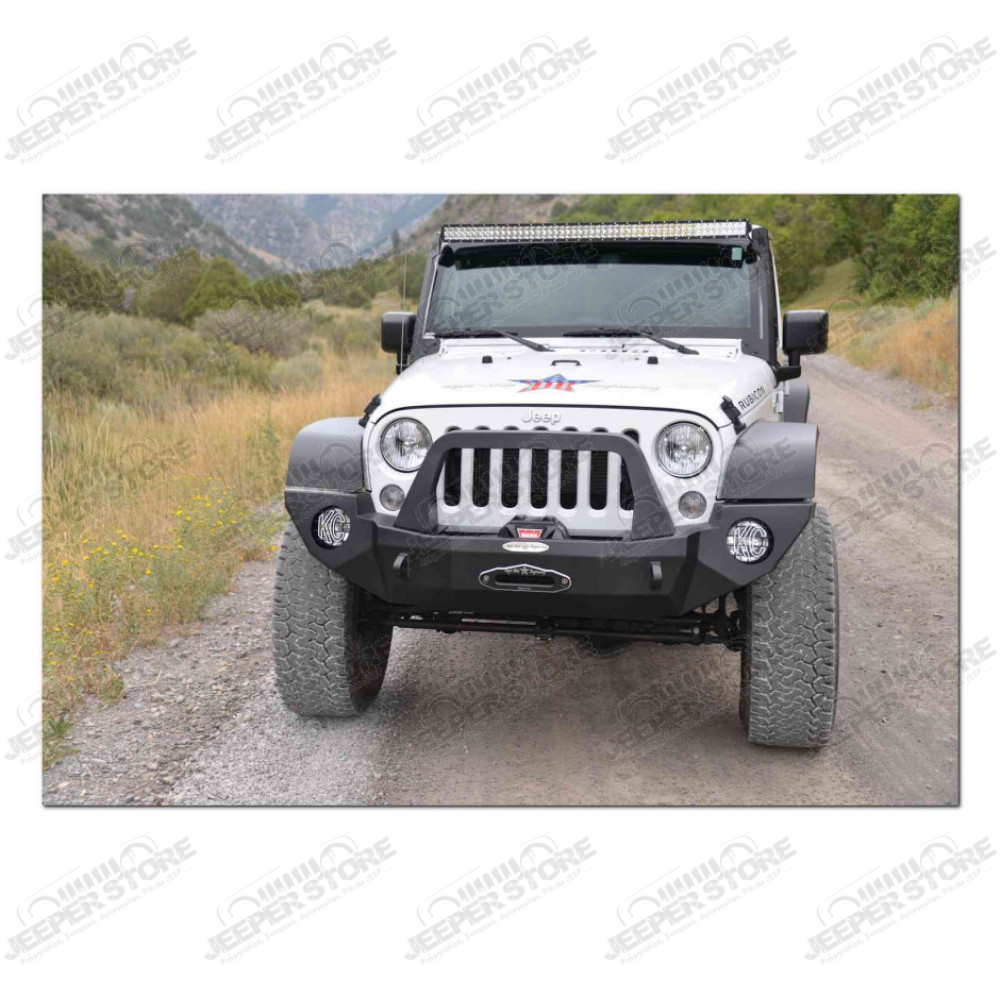 Rigid Series Full Front Bumper / COMPLETE with winch opening, integrated winch plate, Bull Bar, 6" light pockets, and recovery points. Powder coated textured black. 3/16" steel, Made in the USA The bumper comes with a 6" round light pocket. Most 6" roun