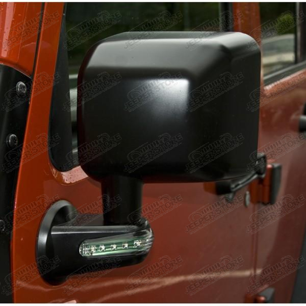 Door Mirror, Left, LED Turn Signal, Black; 07-18 Jeep Wrangler JK