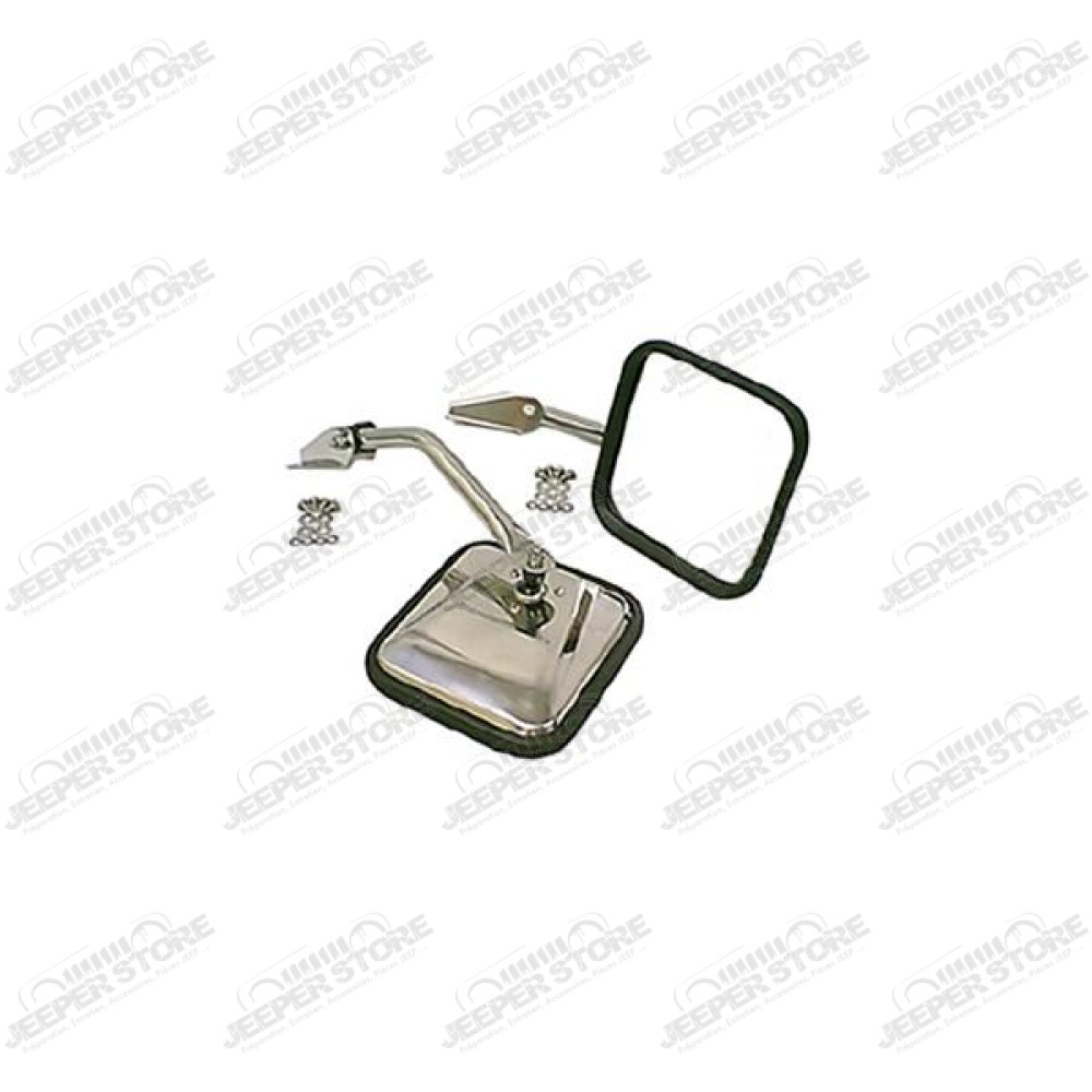 Door Mirror Kit, Stainless Steel; 55-86 Jeep CJ5/CJ6/CJ7/CJ8