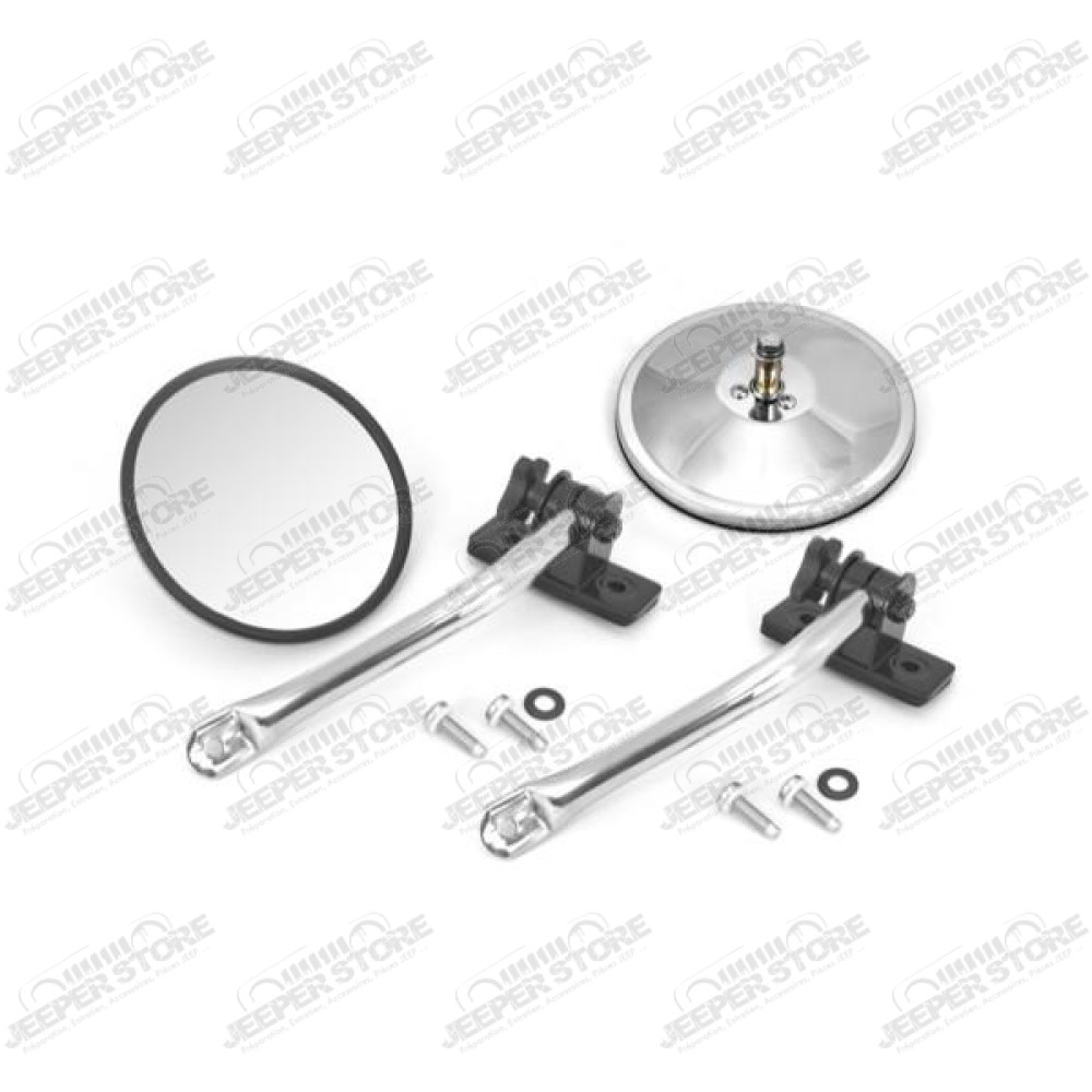 Quick Release Mirror Relocation Kit, Stainless; 97-18 Jeep Wrangler