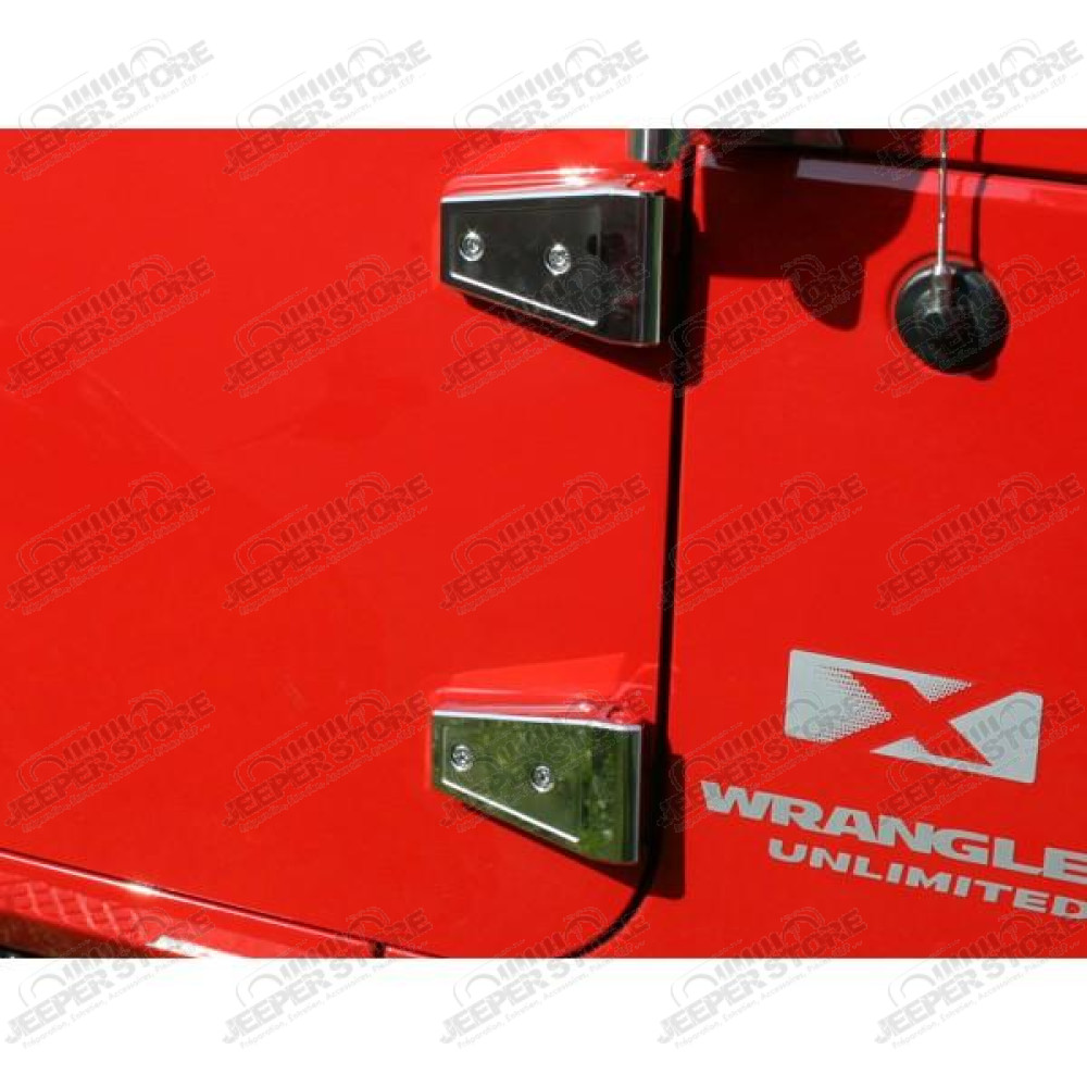 Door Hinge Cover Kit, Stainless Steel; 07-18 Jeep Wrangler JK