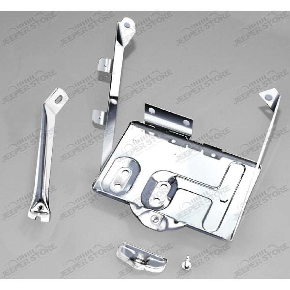 Battery Tray Kit, Stainless Steel; 76-86 Jeep CJ