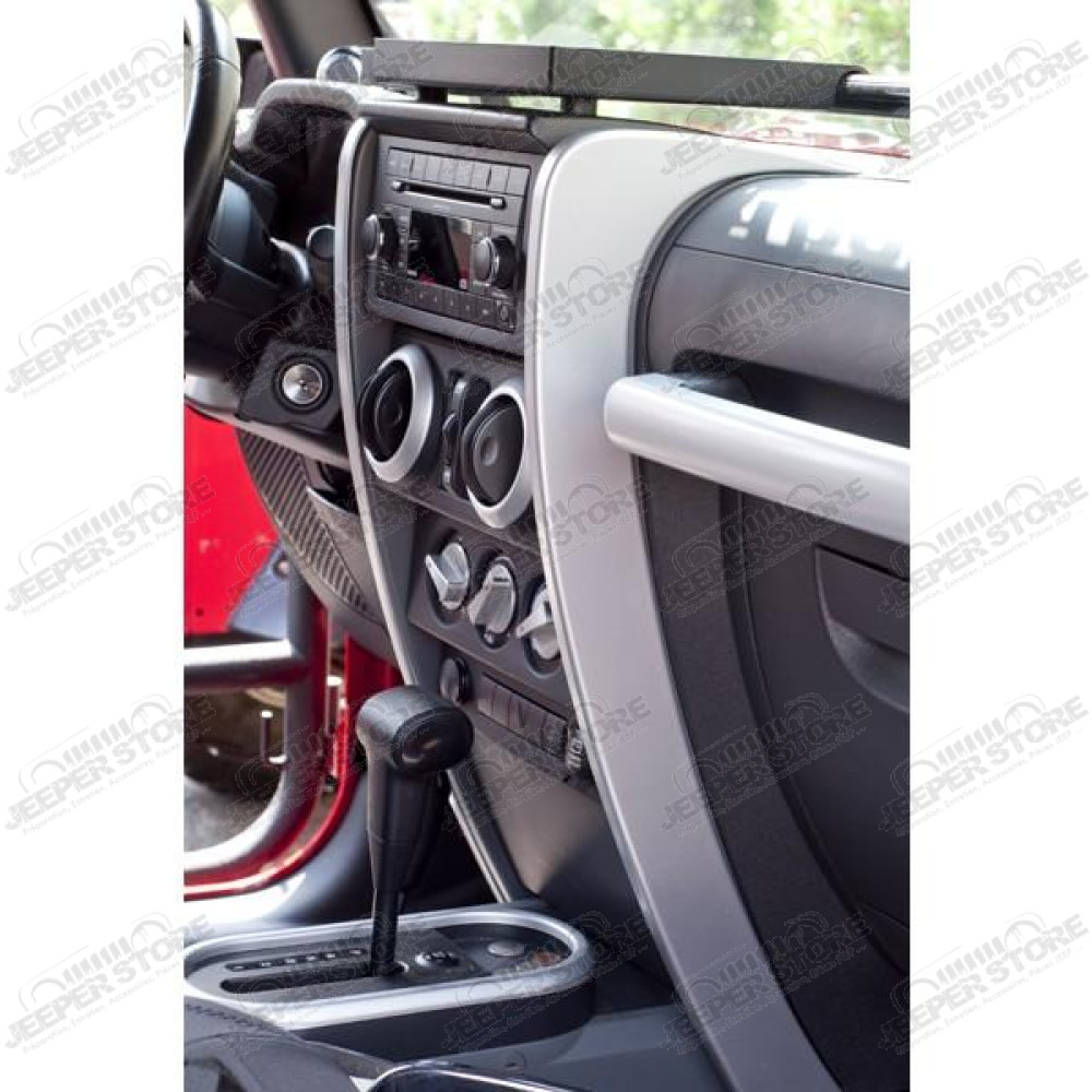 Dashboard Accents, Center, Brushed Silver; 07-10 Jeep Wrangler JK