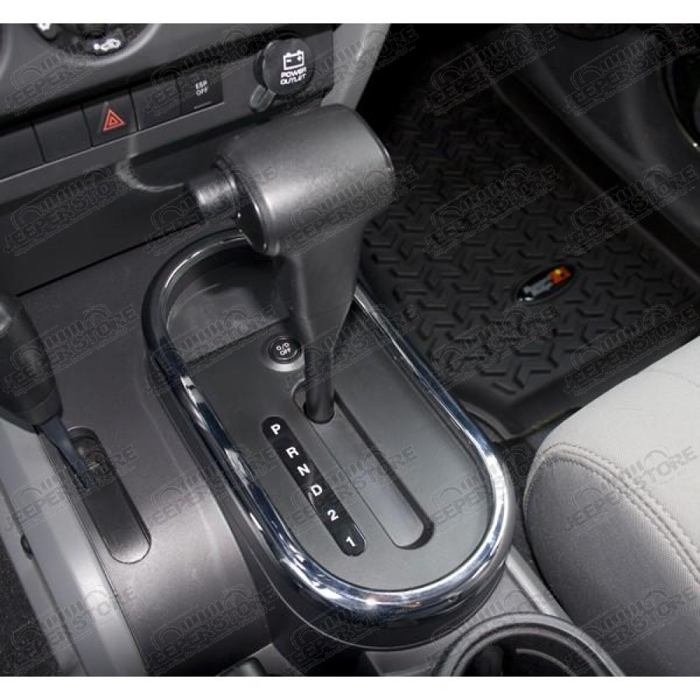 Transmission Shifter Trim, Chrome, Automatic; 07-10 Jeep Wrangler JK