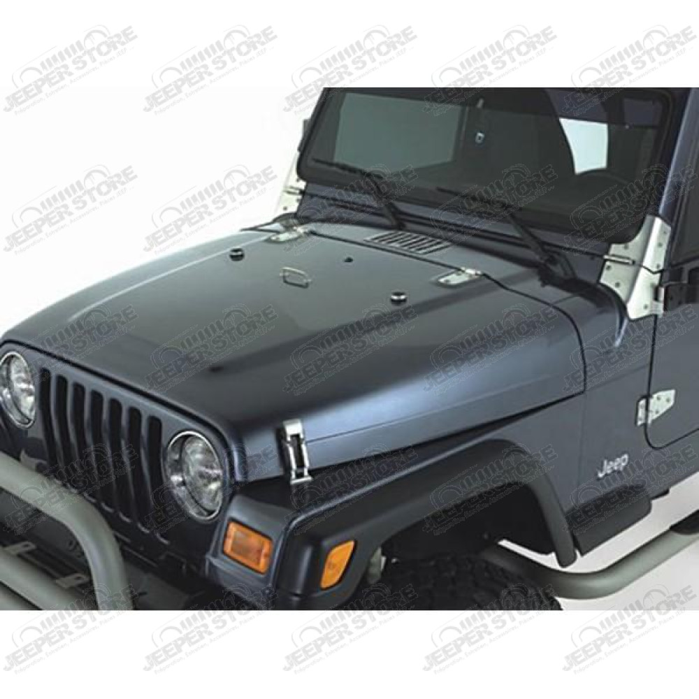 Hood Kit, Complete, Satin Stainless Steel; 98-06 Jeep Wrangler TJ