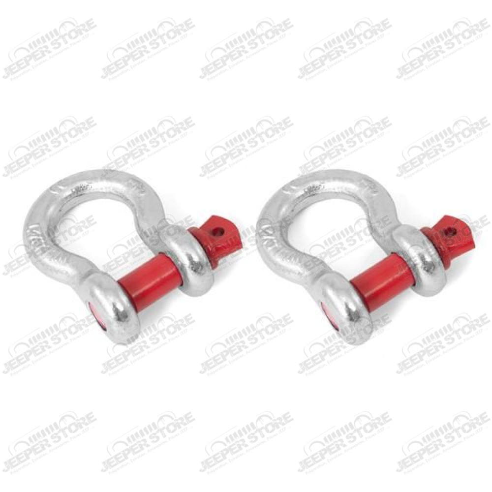 D-Ring Shackle Kit, 7/8 inch, Silver with Red pin, Steel, Pair