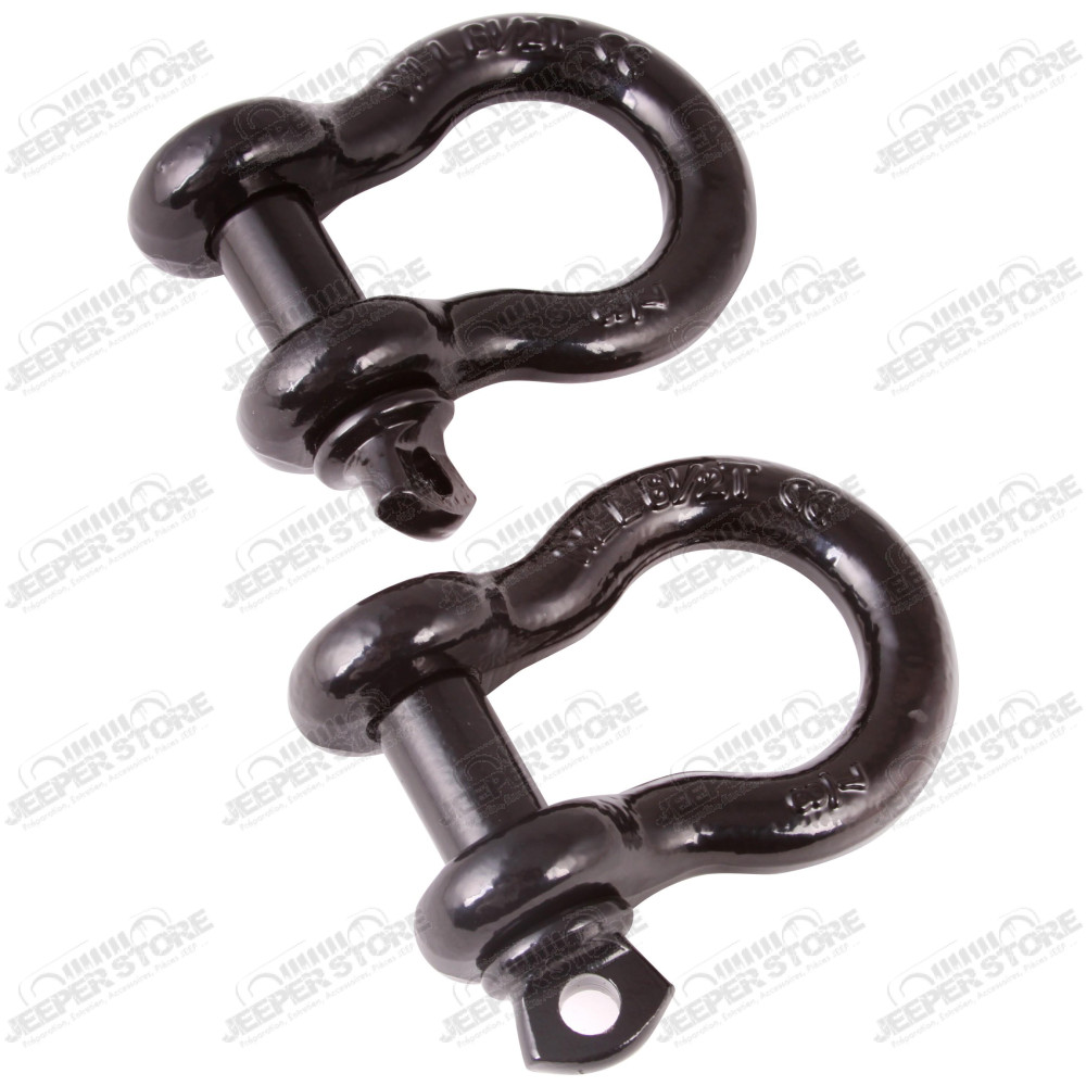 D-Ring Shackle Kit, 7/8 inch, Black, Steel, Pair