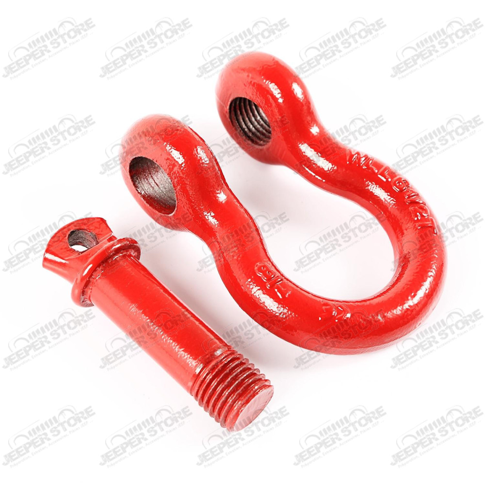 D-Ring Shackle Kit, 7/8 inch, Red, Steel, Pair