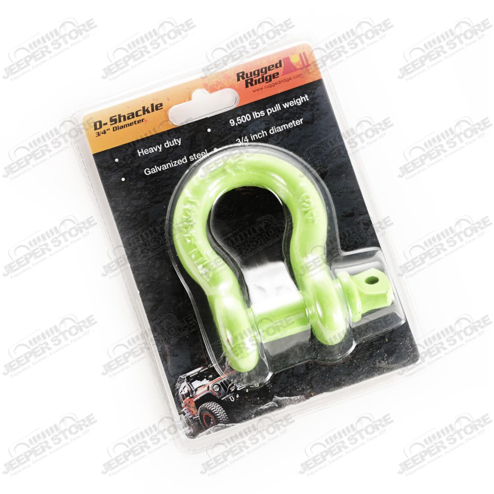 D-Ring Shackle, 3/4 inch, 9500 Lb, Green