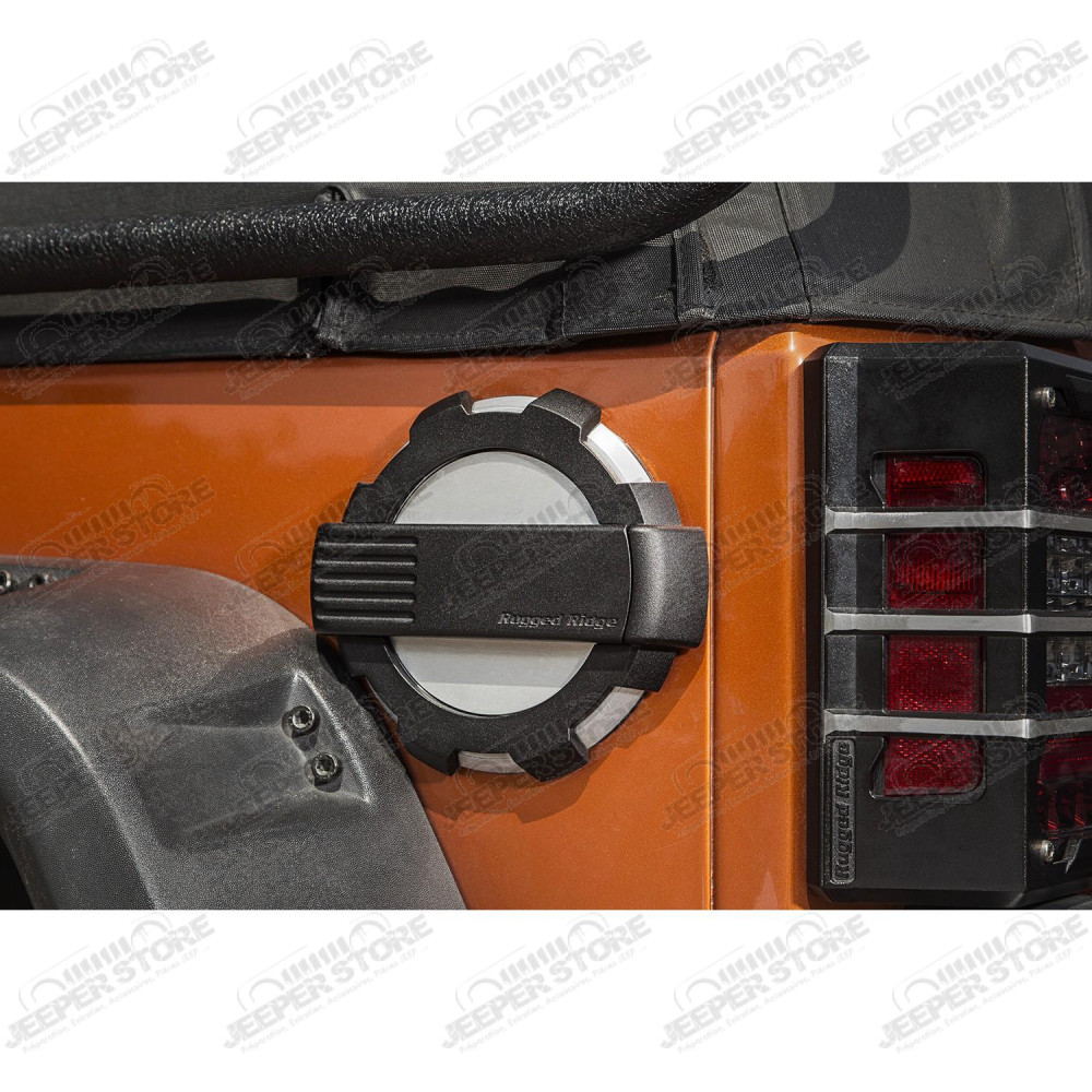 Elite Gas Cap Door, Non-Lock, Brushed, Aluminum 07-18 Wrangler JK