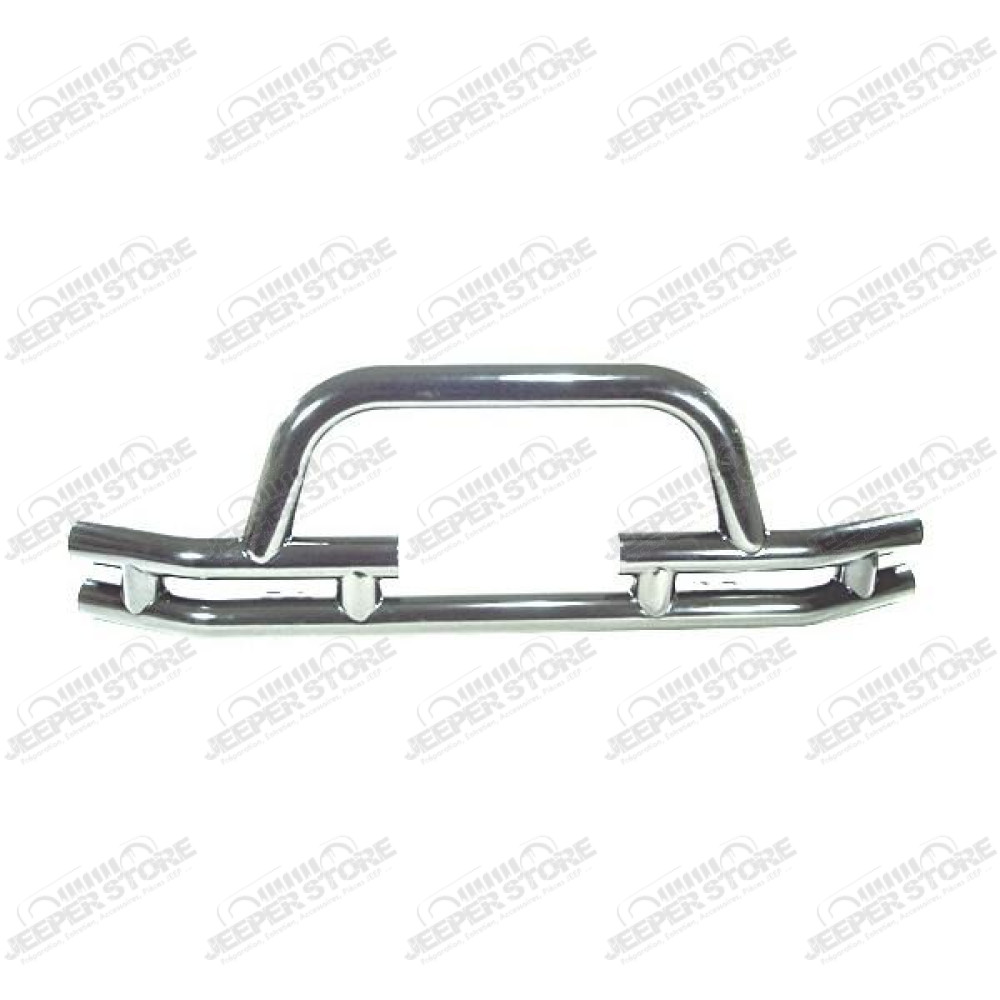 Tube Bumper, Front, 3 Inch, Stainless, Winch Ready; 76-06 CJ/YJ/TJ