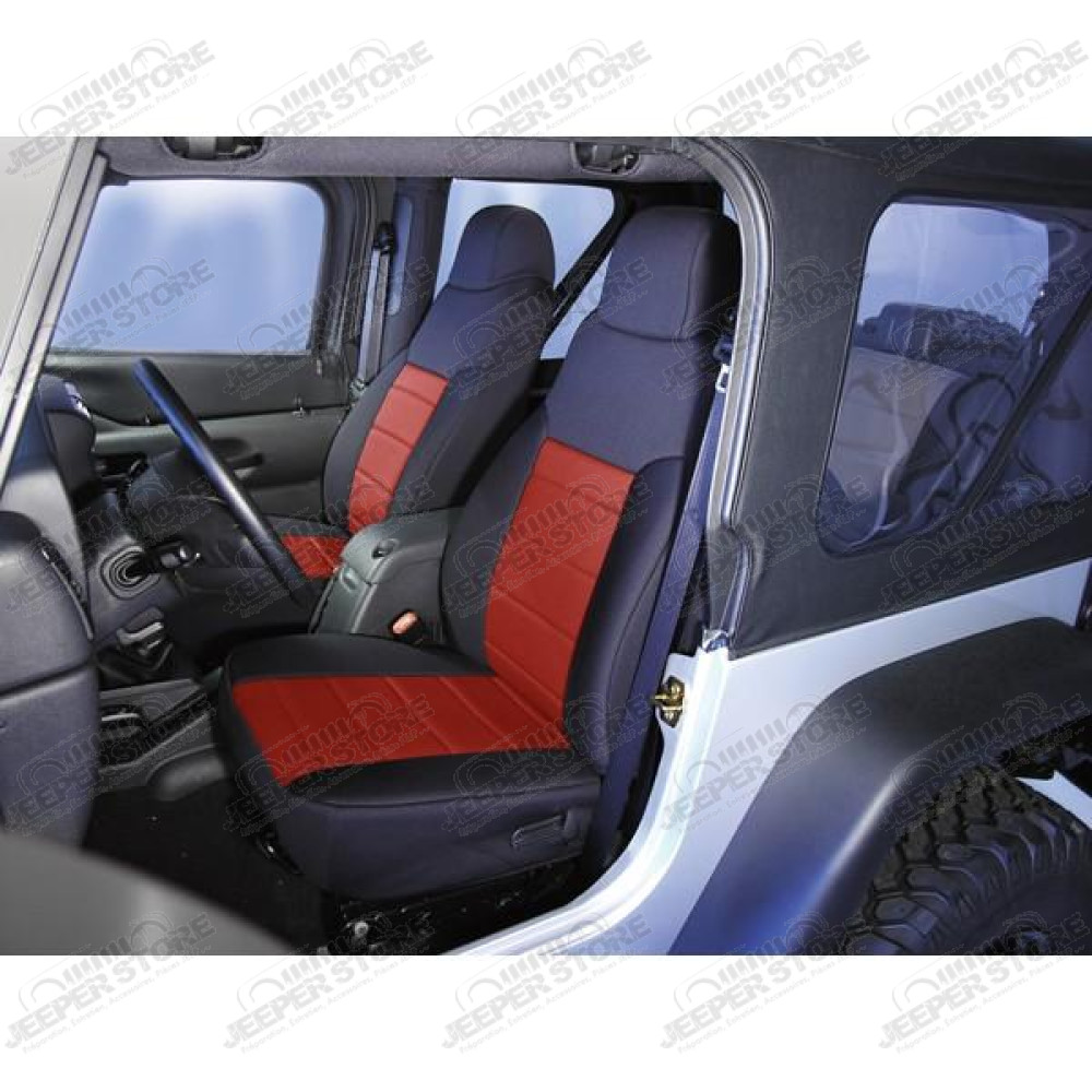 Seat Cover Kit, Front, Neoprene, Red; 03-06 Jeep Wrangler TJ