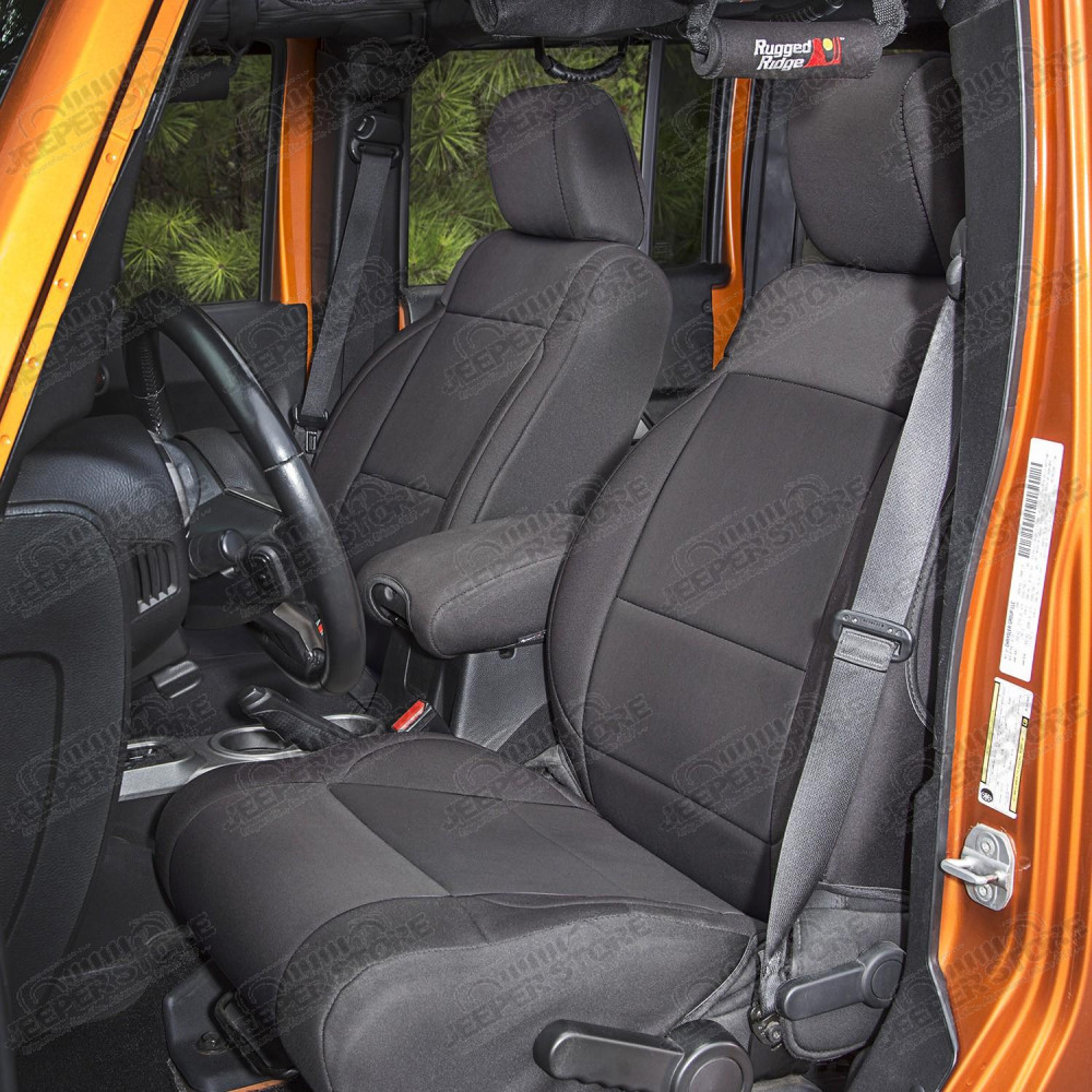 Seat Cover Kit, Front, Neoprene, Black; 11-18 Jeep Wrangler JK