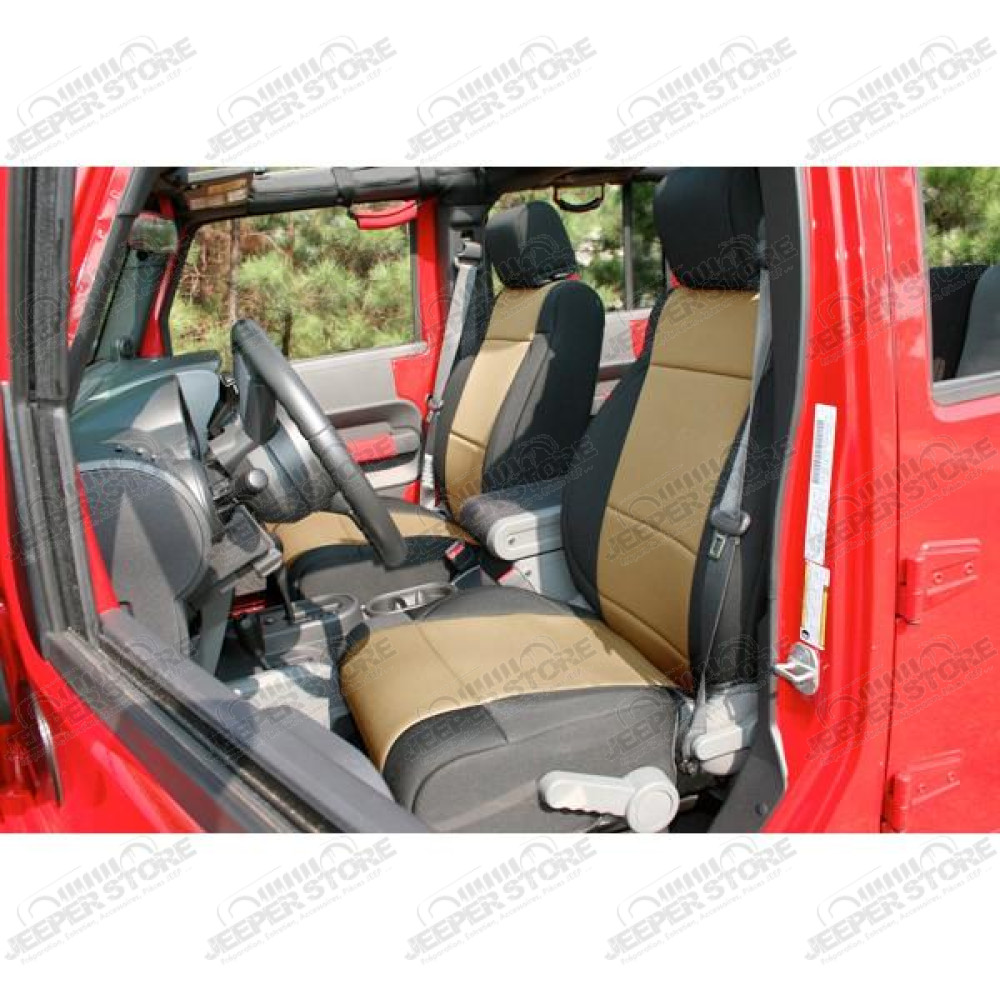 Seat Cover Kit, Front, Neoprene, Black/Tan; 11-18 Jeep Wrangler JK
