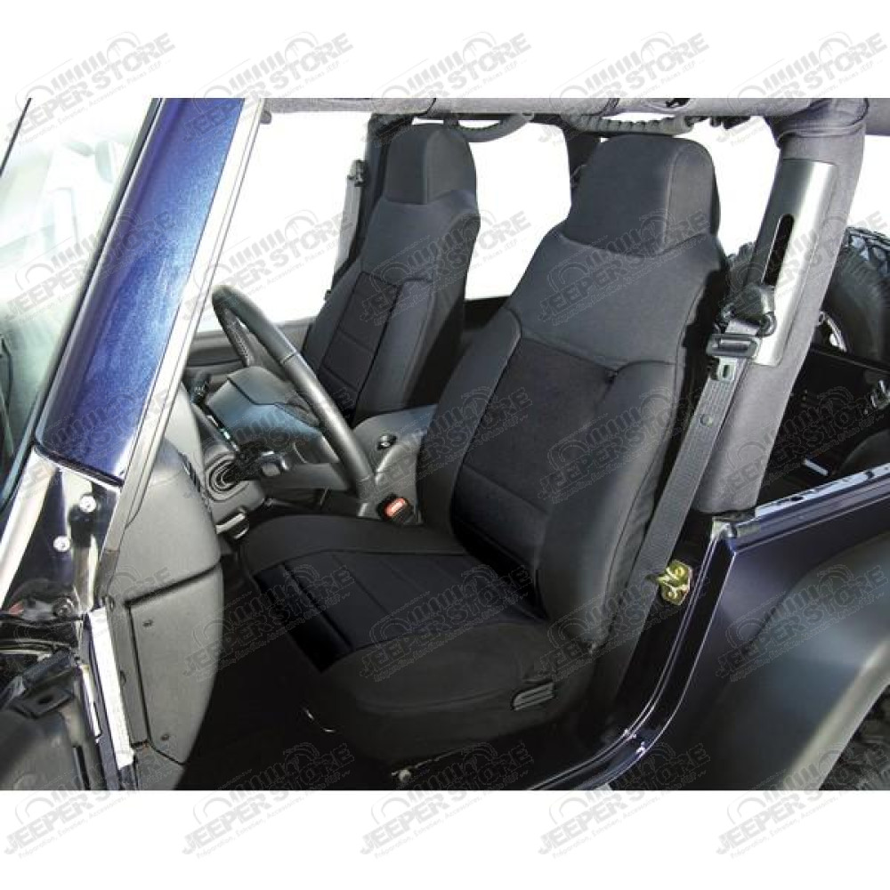 Seat Cover Kit, Front, Fabric, Black; 76-90 Jeep CJ/Wrangler YJ