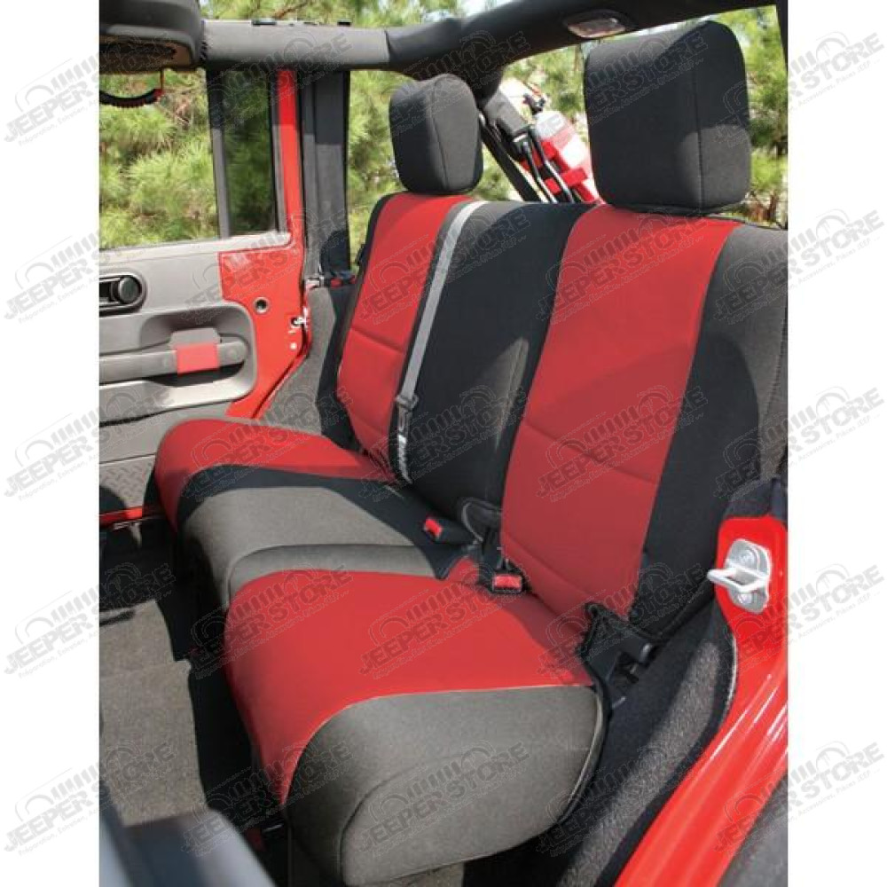 Seat Cover, Rear, Neoprene Black/Red; 07-18 Jeep Wrangler JKU