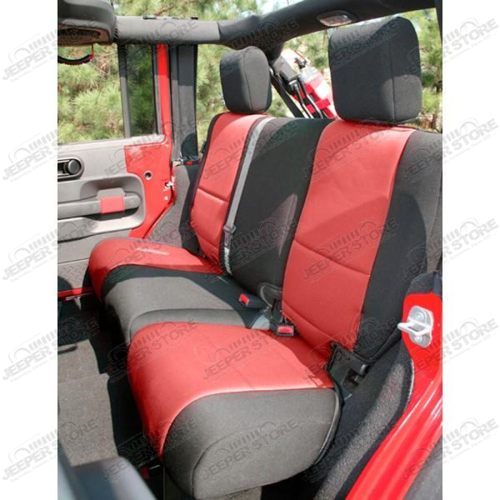Seat Cover, Rear, Neoprene Black/Red; 07-18 Jeep Wrangler JK